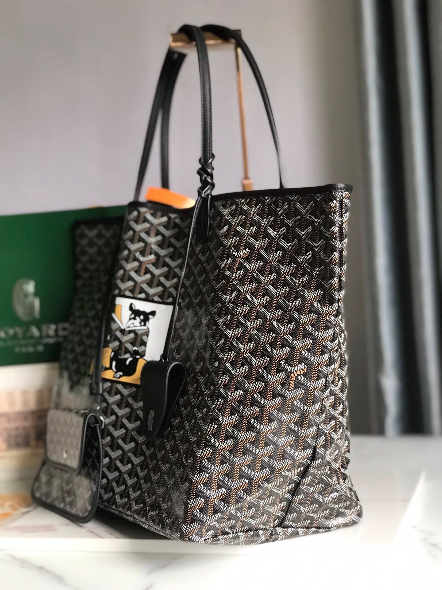 Goyard Hulot Saint Louis PM Bag 39cm Black Canvas & Calfskin