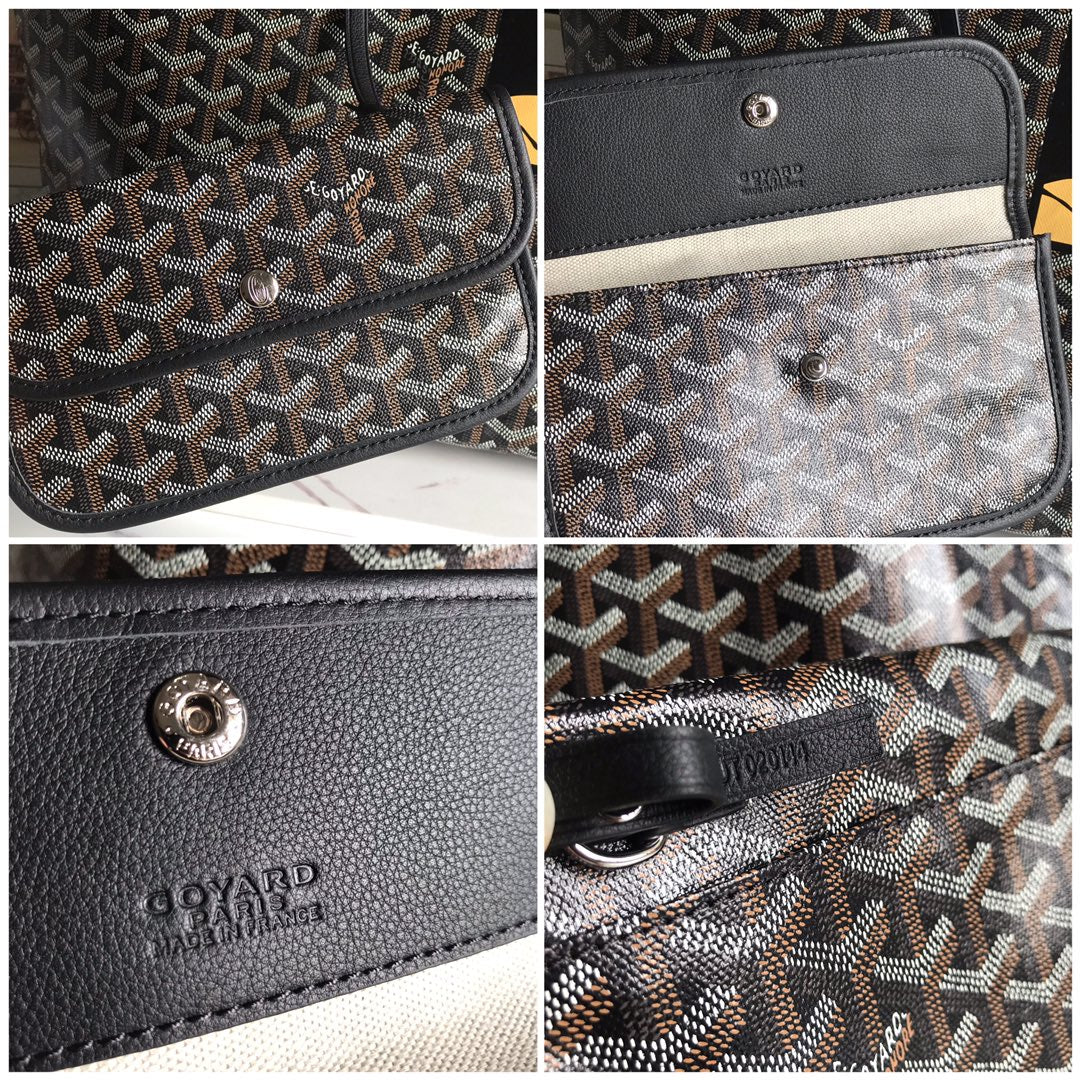 Goyard Hulot Saint Louis PM Bag 39cm Black Canvas & Calfskin