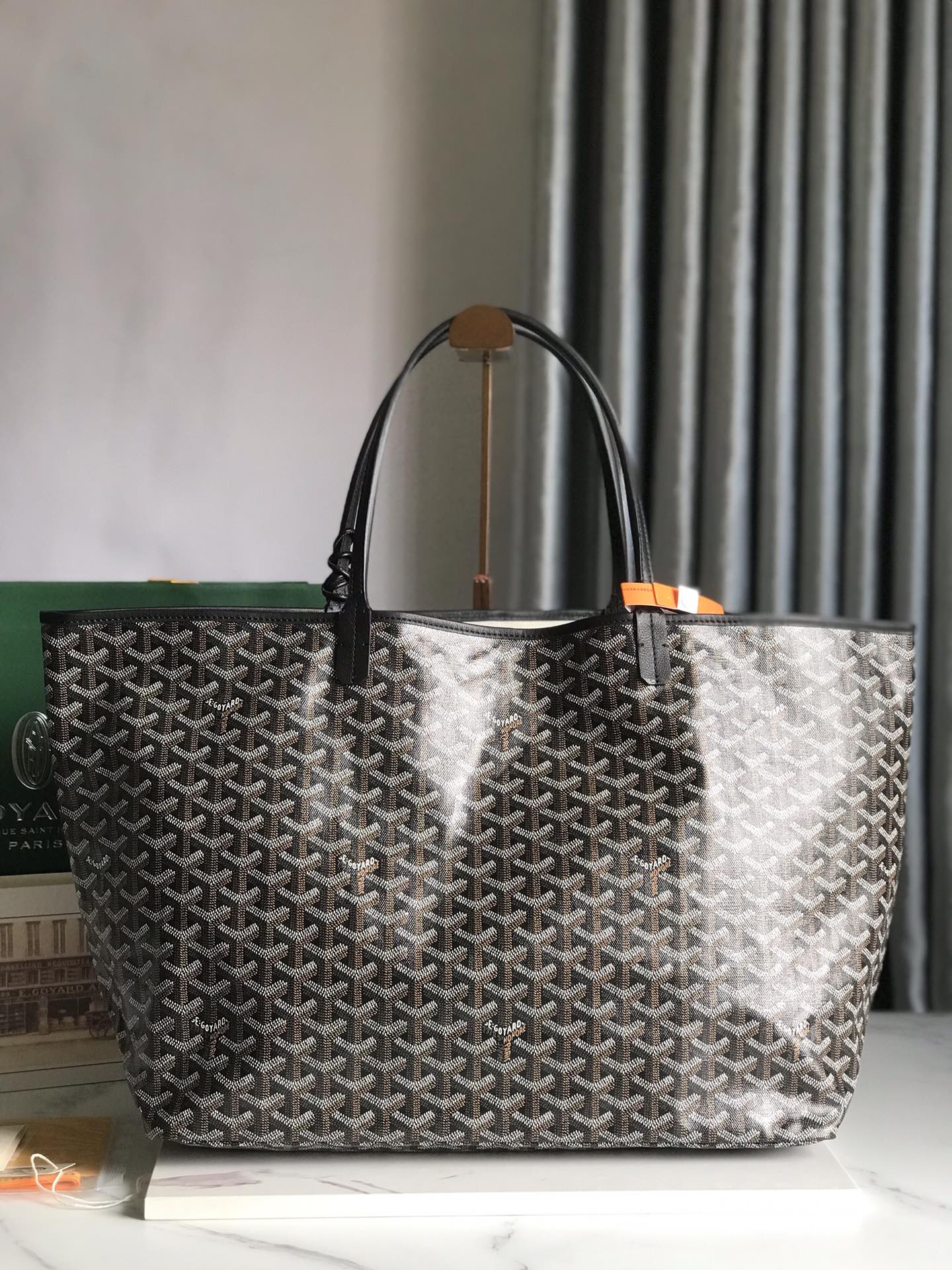 Goyard Hulot Saint Louis PM Bag 39cm Black Canvas & Calfskin