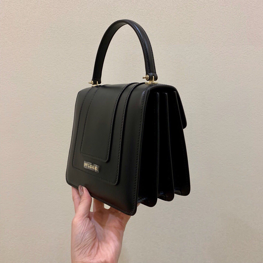 BVL Serpenti Forever Medium Top Handle Bag 20 cm Black Cowhide GHW 188652