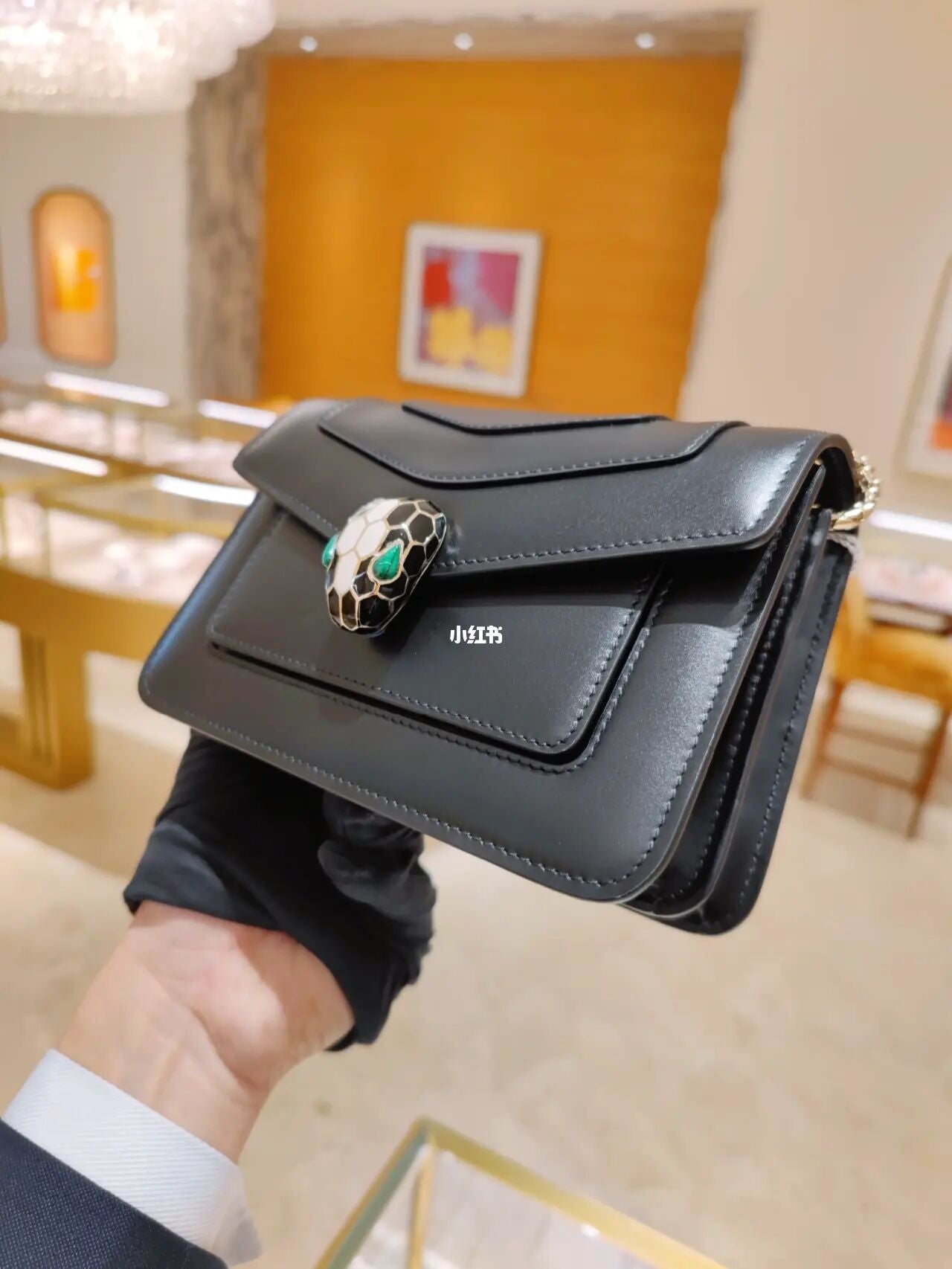 BVL Serpenti Forever Shoulder Bag 19cm Black Cowhide GHW 188654