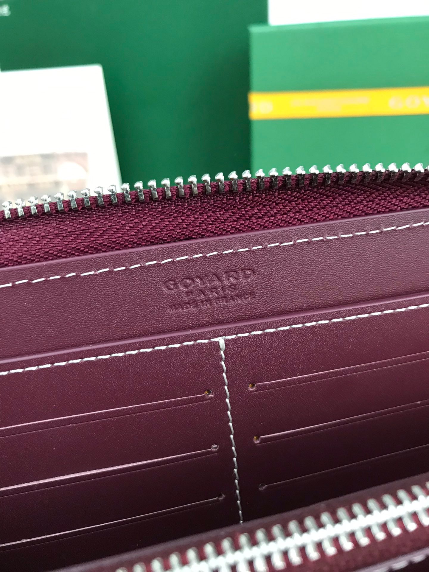 Goyard Matignon GM Wallet 20cm Burgundy Canvas & Calfskin