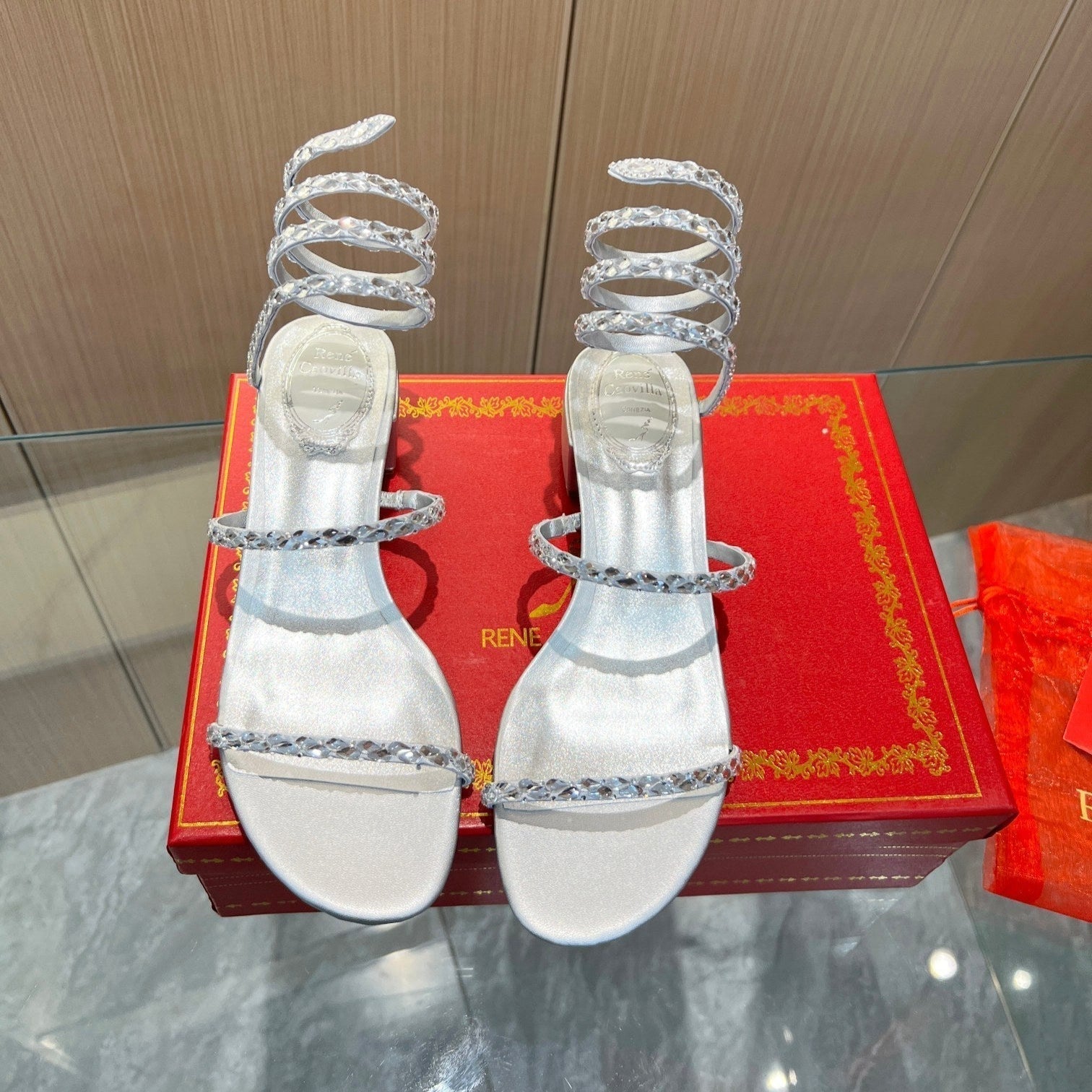 RC Diamond Sandals Sliver Silk Creole Glass Diamond 341984
