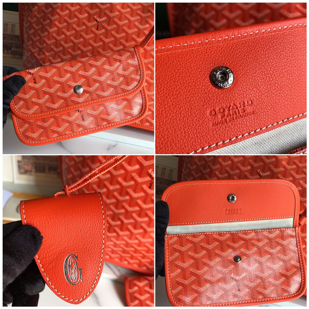 Goyard Anjou GM Bag 39cm Orange Calfskin Goyardine Canvas 290827