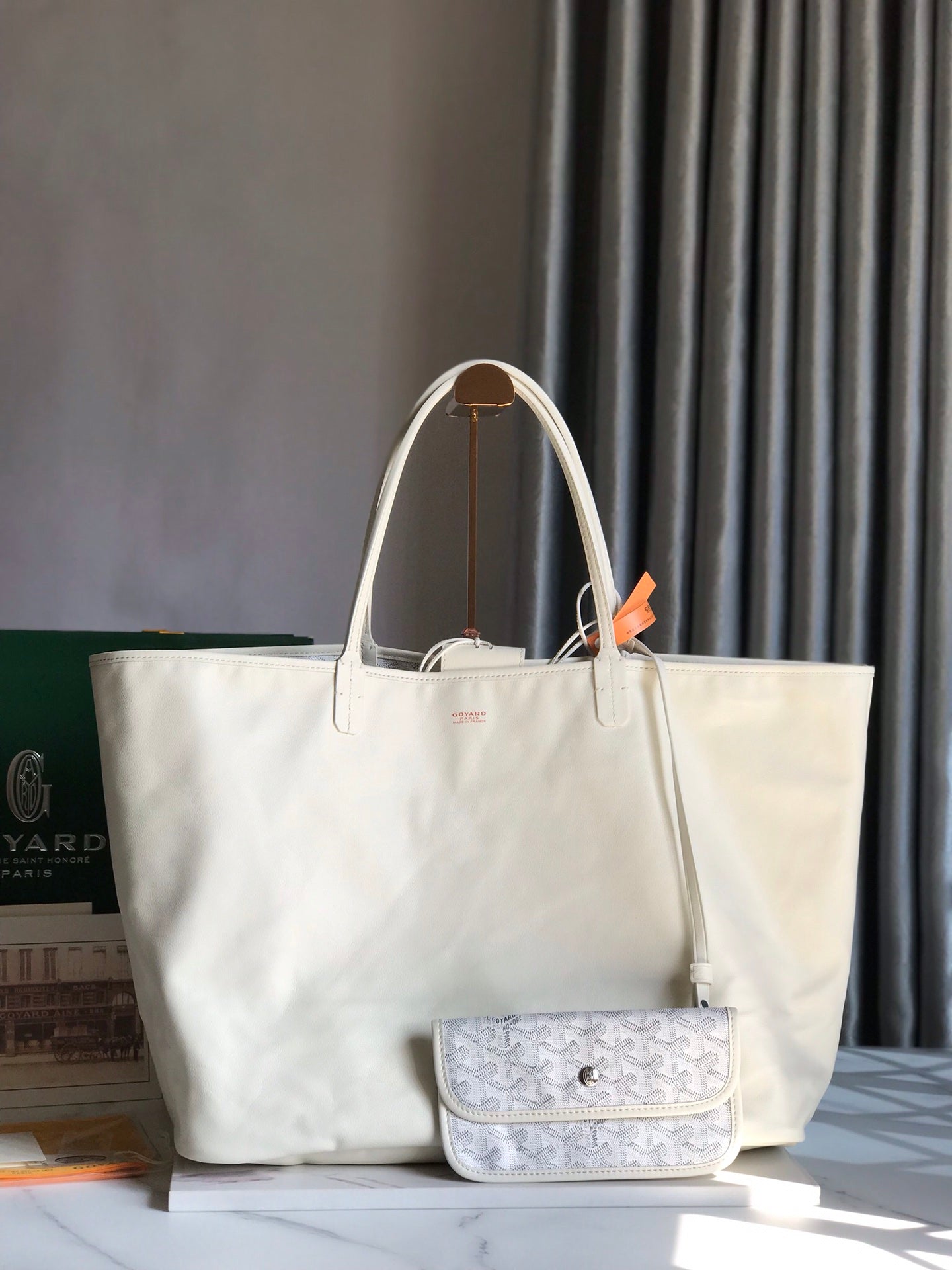 Goyard Anjou GM Bag 39cm White Calfskin Goyardine Canvas 290818