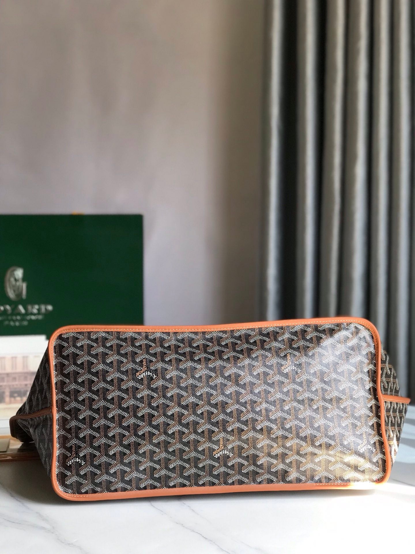 Goyard Anjou GM Bag 39cm Black Brown Calfskin Goyardine Canvas 290821