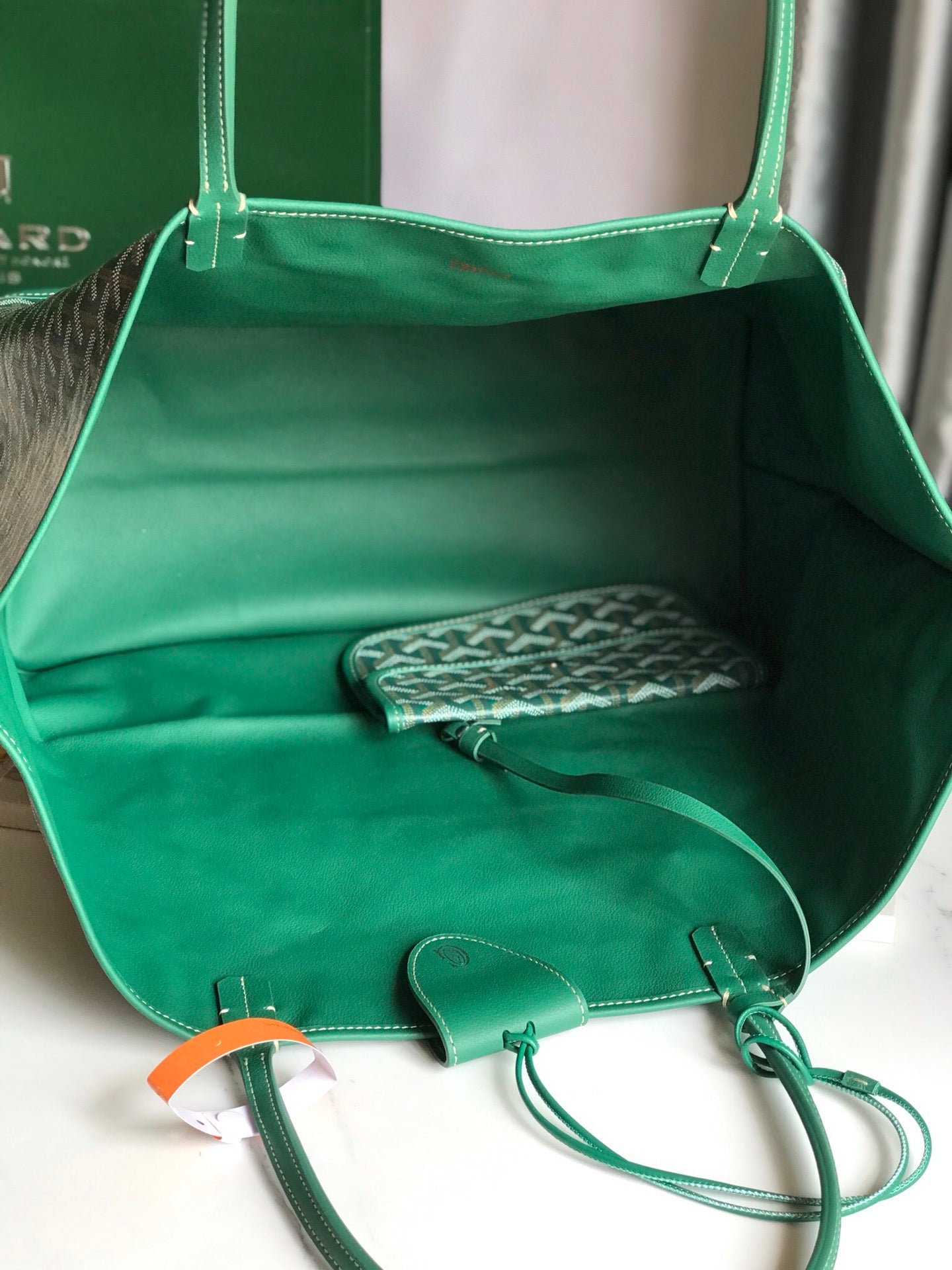 Goyard Anjou GM Bag 39cm Green Calfskin Goyardine Canvas 290825