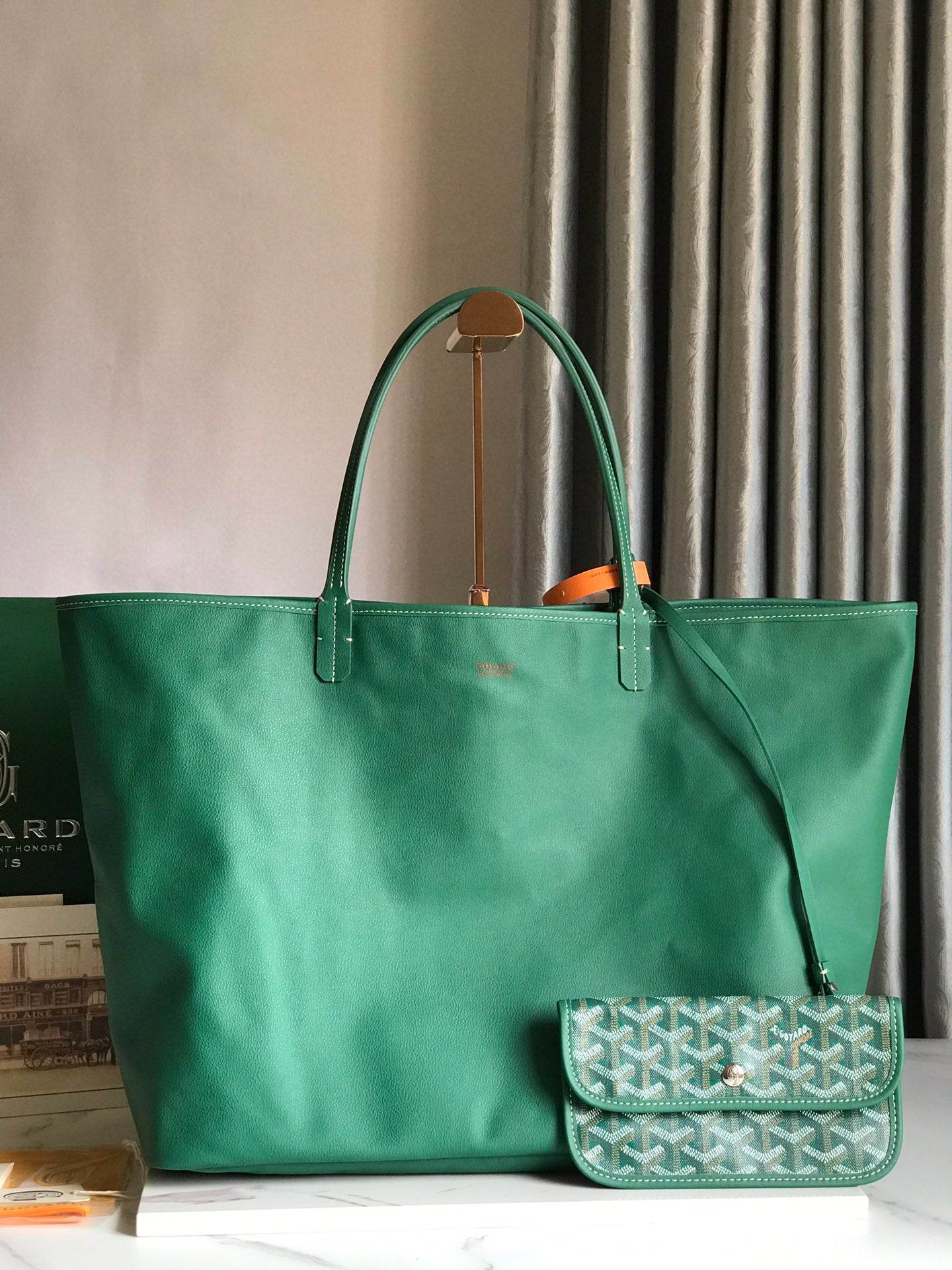 Goyard Anjou GM Bag 39cm Green Calfskin Goyardine Canvas 290825