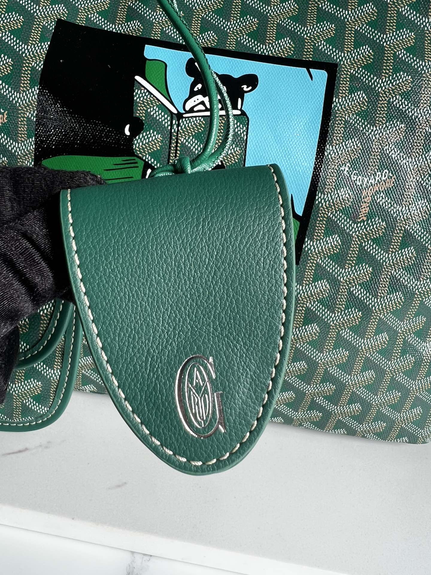 Goyard Hulot Saint Louis PM Bag 34cm Green Canvas & Calfskin
