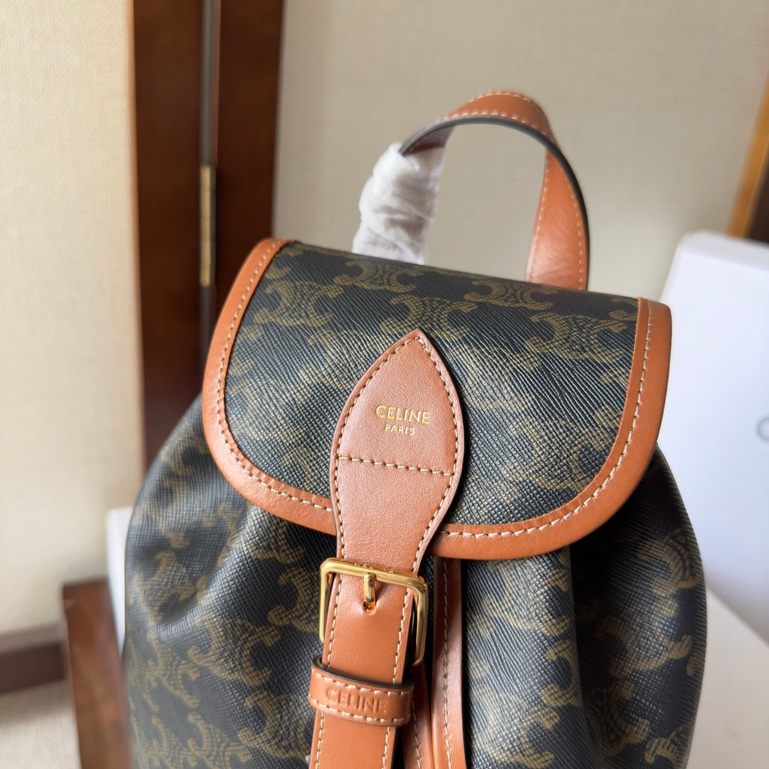 SMALL FOLCO BACKPACK 20 IN BLACK TRIOMPHE CANVAS