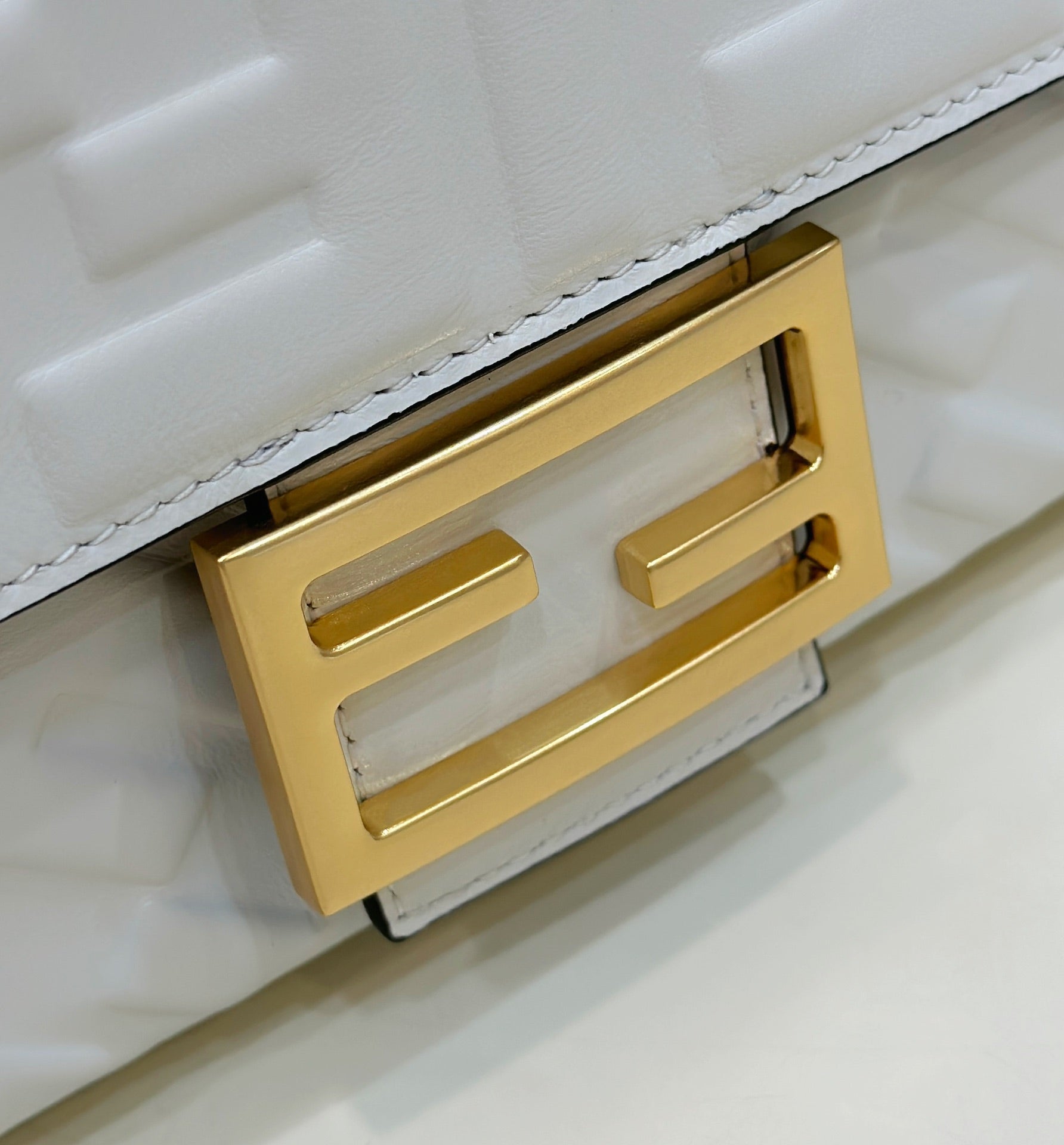 Baguette 27cm Grey Lambskin Gold Hardware