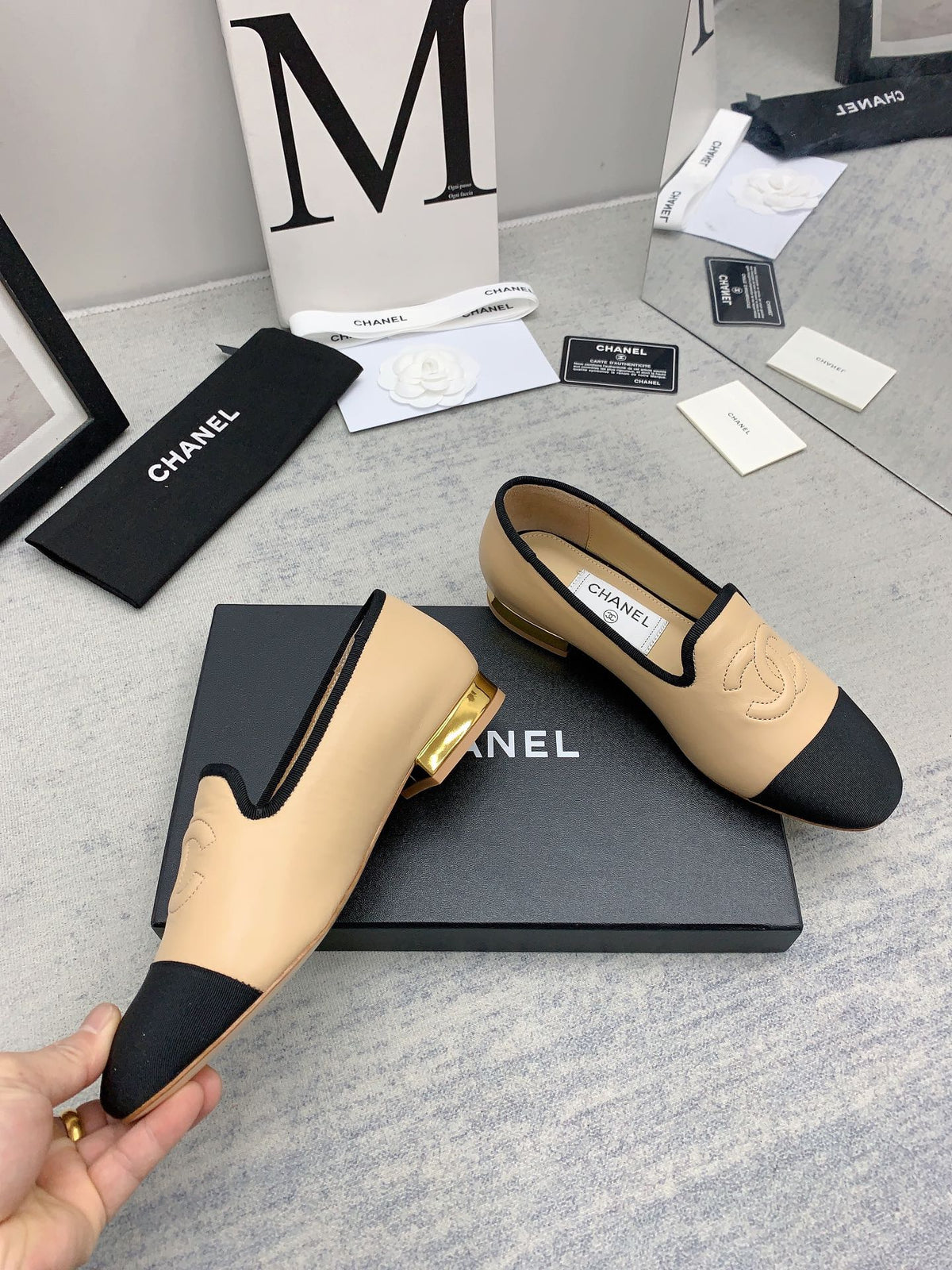CC 26s Loafers Black Lambskin Grosgrain 159943