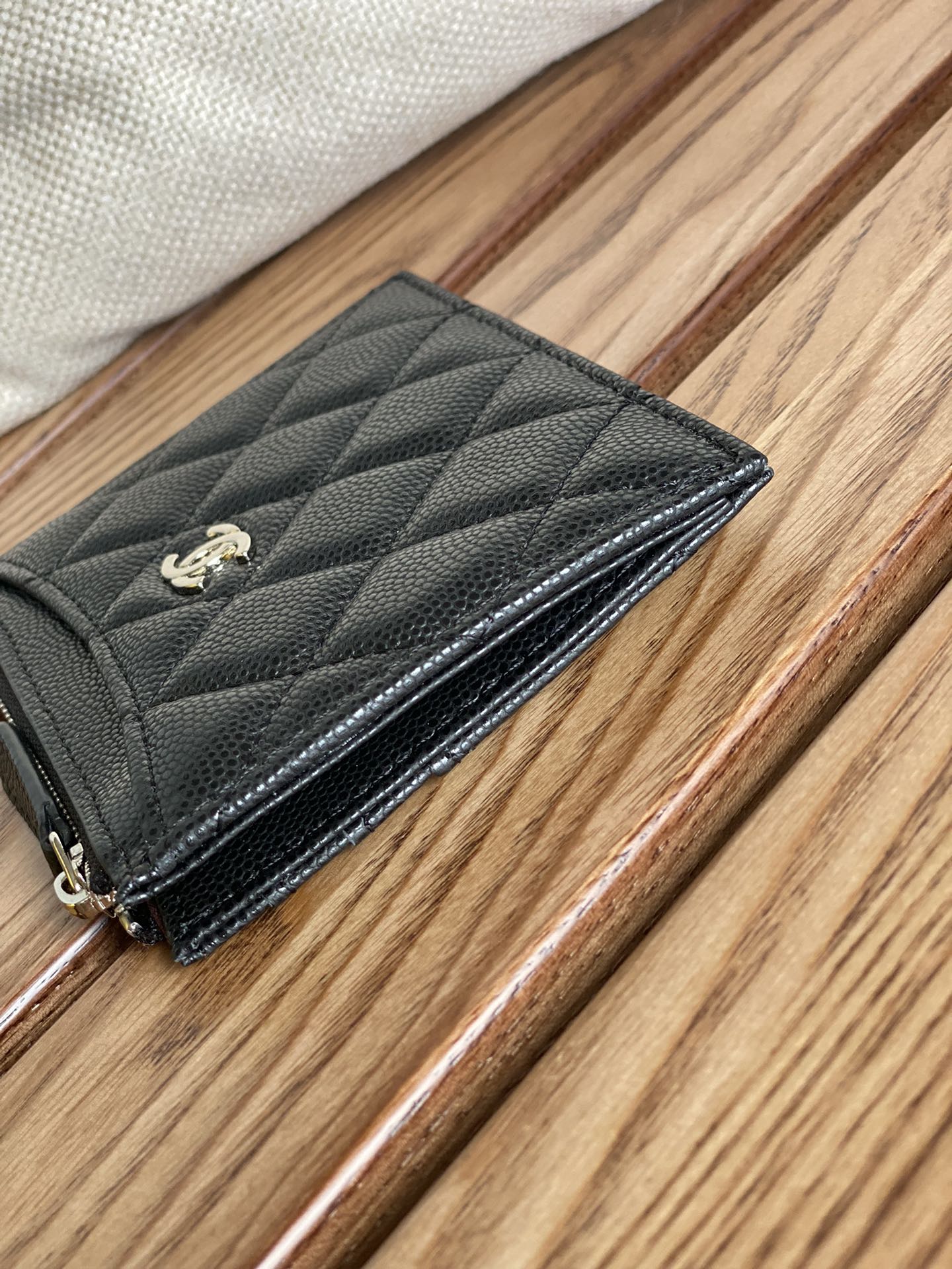 CC A84105 Coin Case Black Sliver Metal Caviar 240729