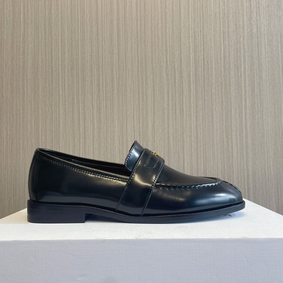 Celine 26s Malaquais Loafers Black Polished Leather 944360