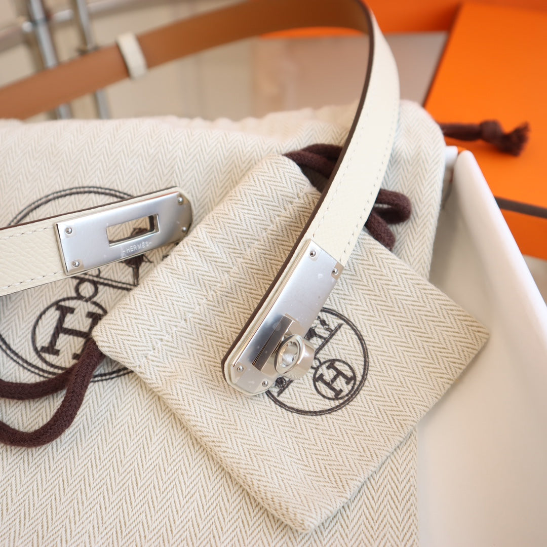 hm kelly belt 18mm white epsom leather