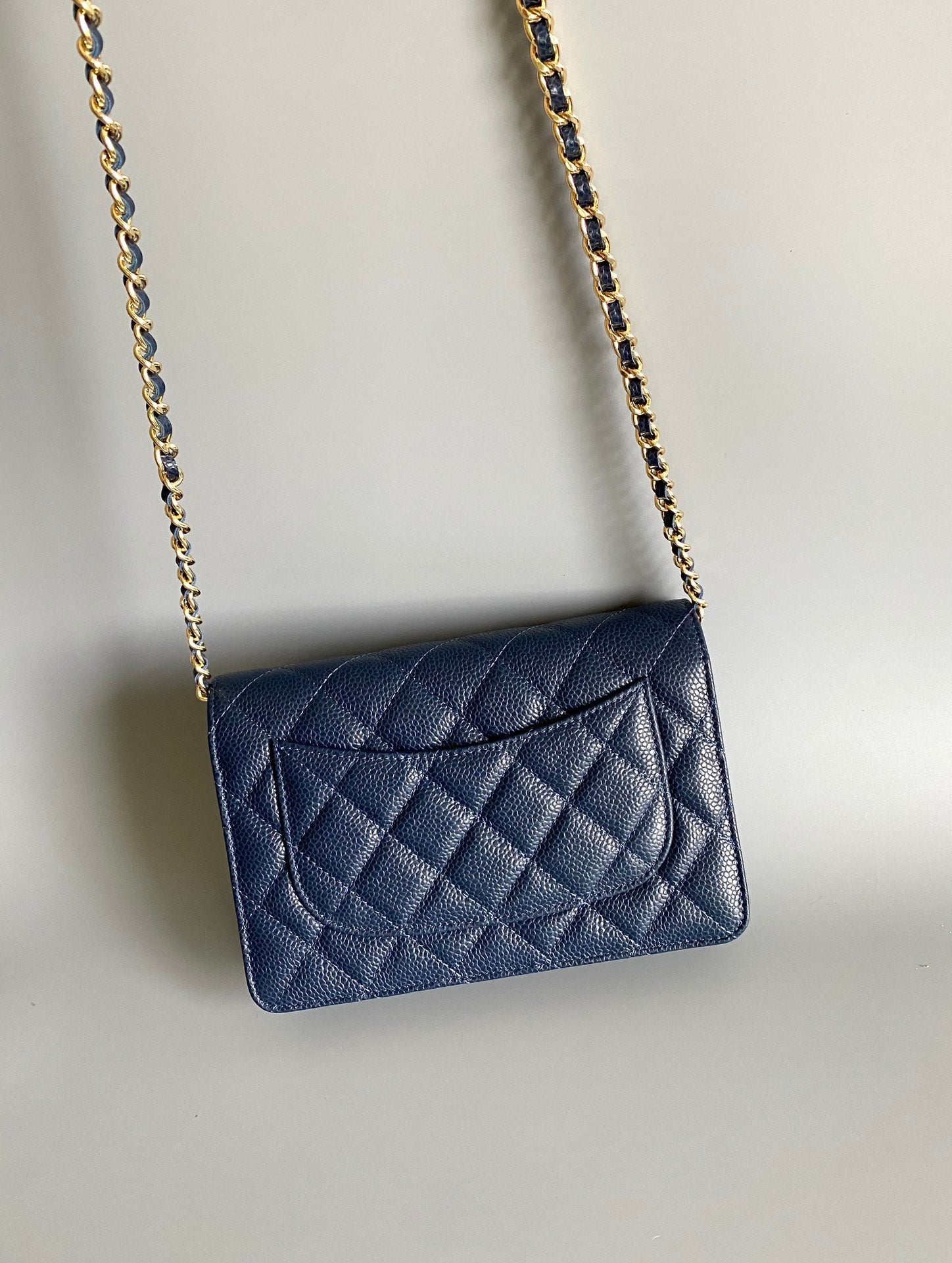 CC WOC Fortune Bag Navy Blue Quilted Caviar Leather 223295