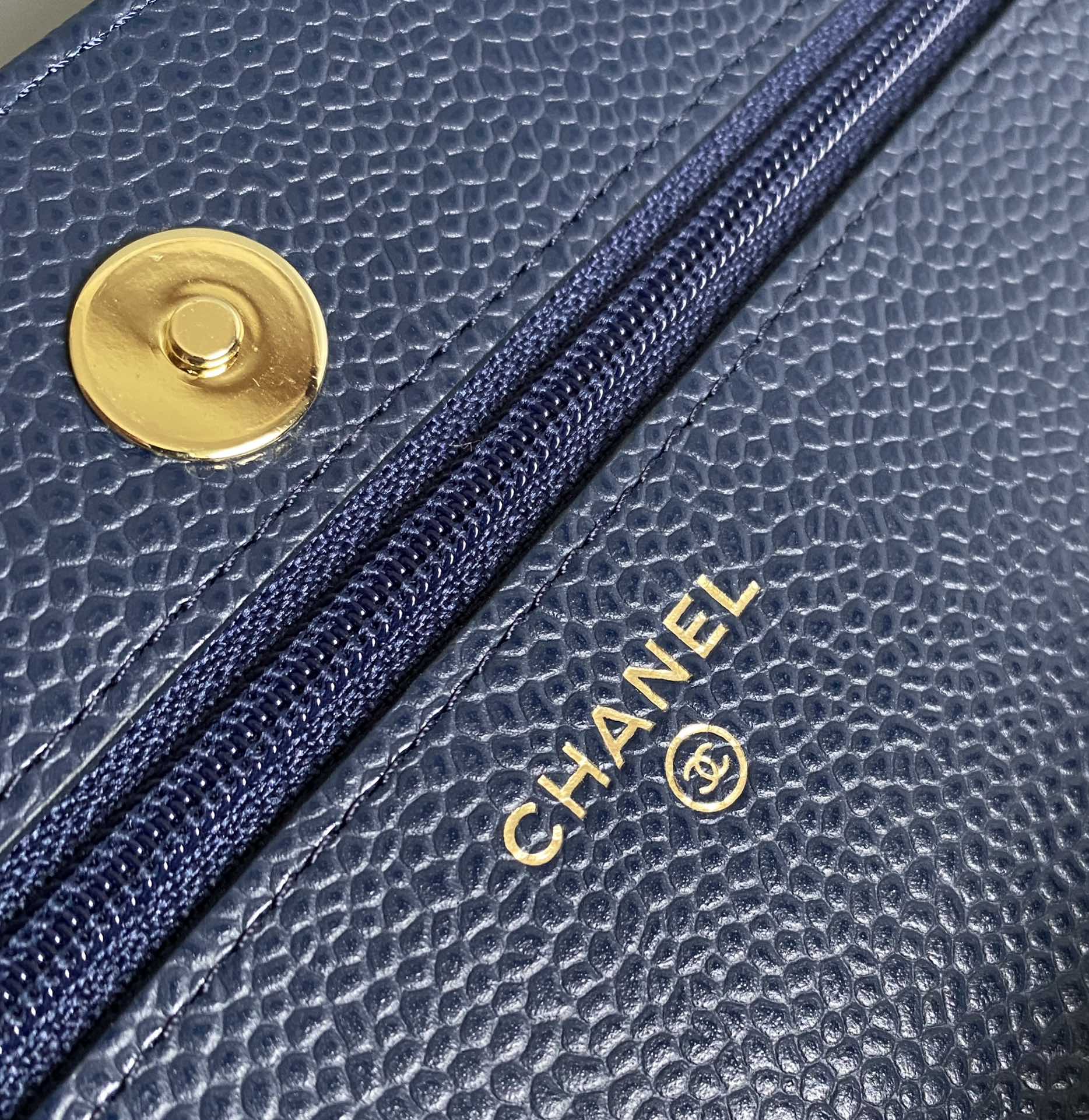 CC WOC Fortune Bag Navy Blue Quilted Caviar Leather 223295