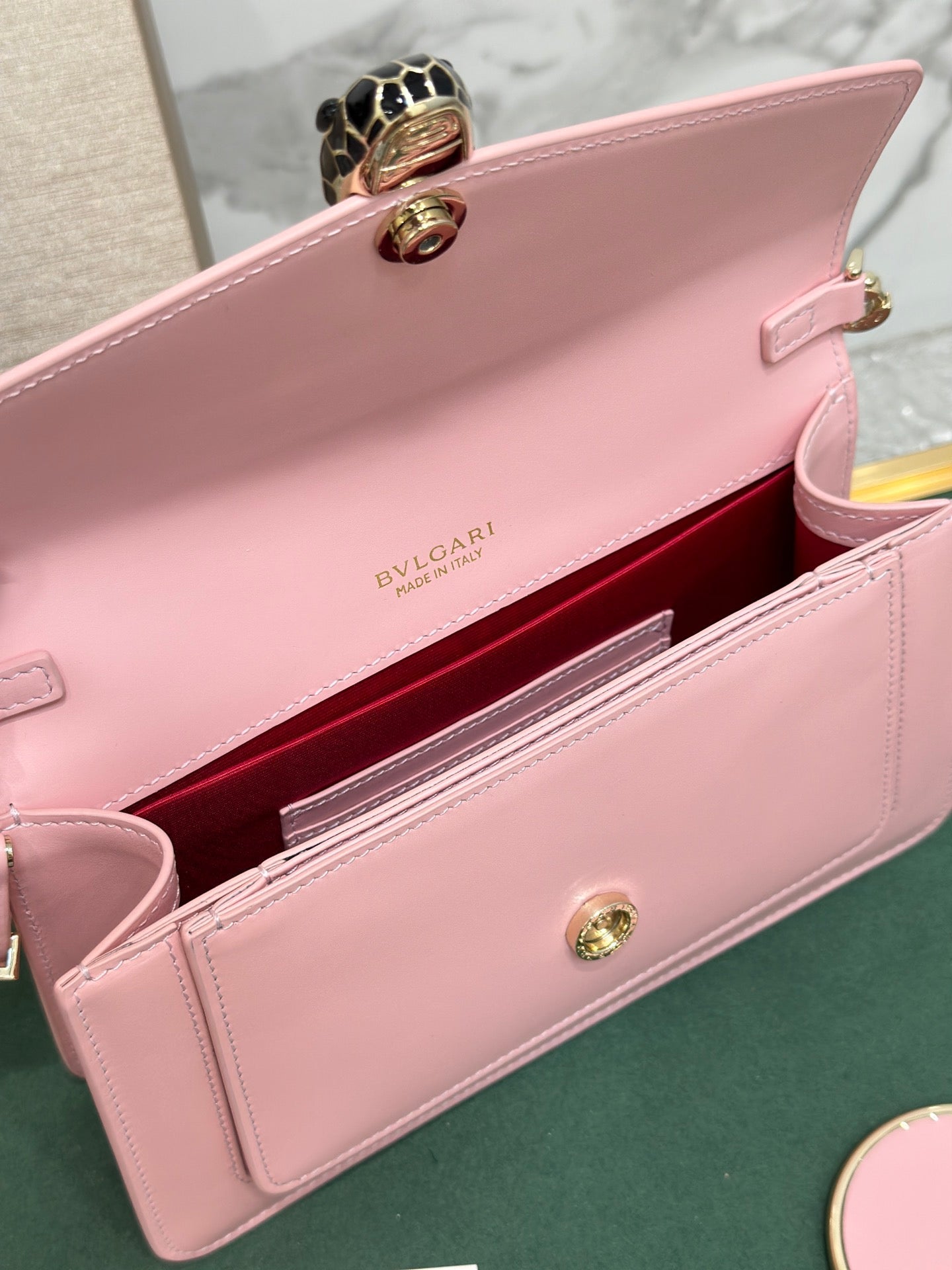 Serpenti Forever East-West Shoulder Bag 22cm Light Pink Cafskin GHW 188494