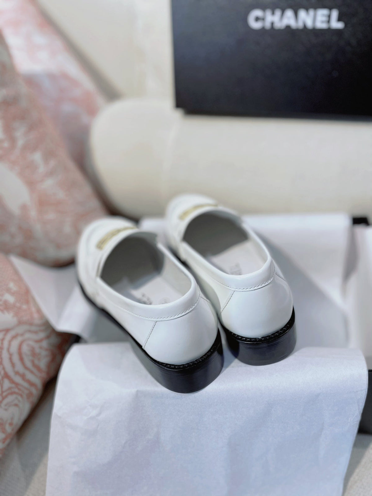 Chanel 26s Loafers White Patent Leather 156350
