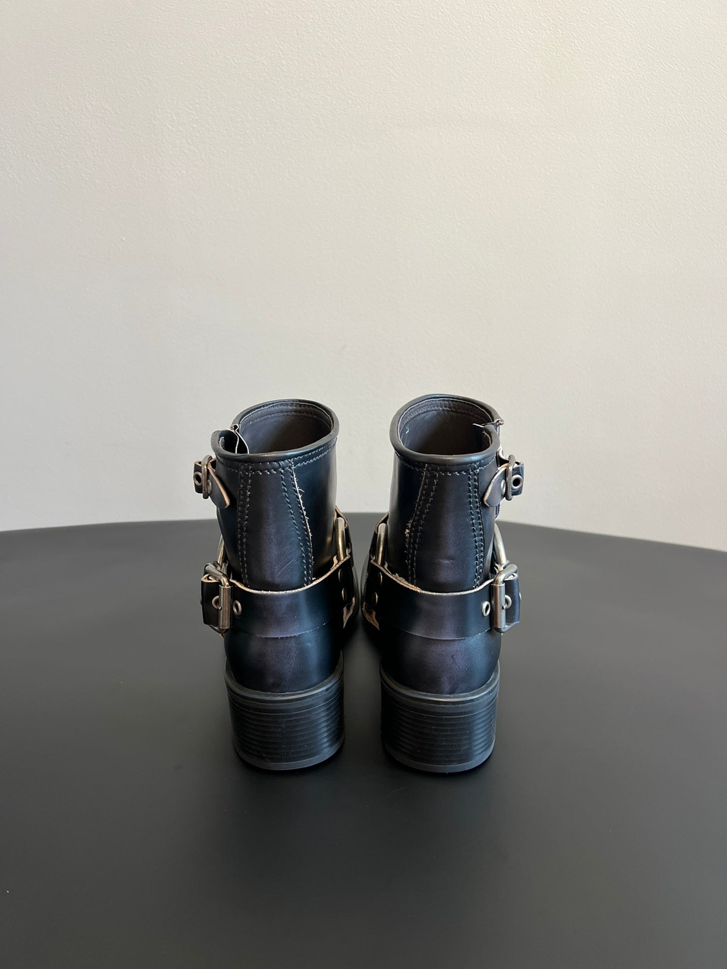 Miu 26s Ankle Boots In Black Calfskin Silver Hardware
