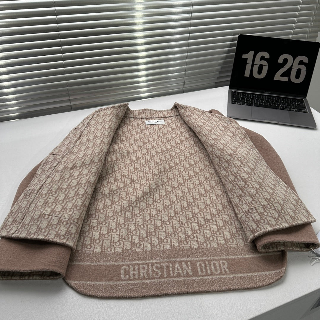 CD 26s V Neck Wool Jacket Beige Oblique Wool 429310