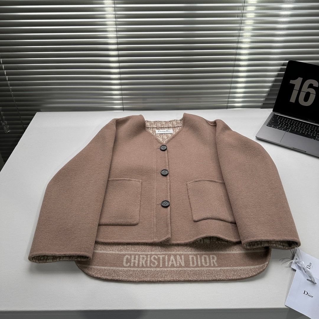 CD 26s V Neck Wool Jacket Beige Oblique Wool 429310