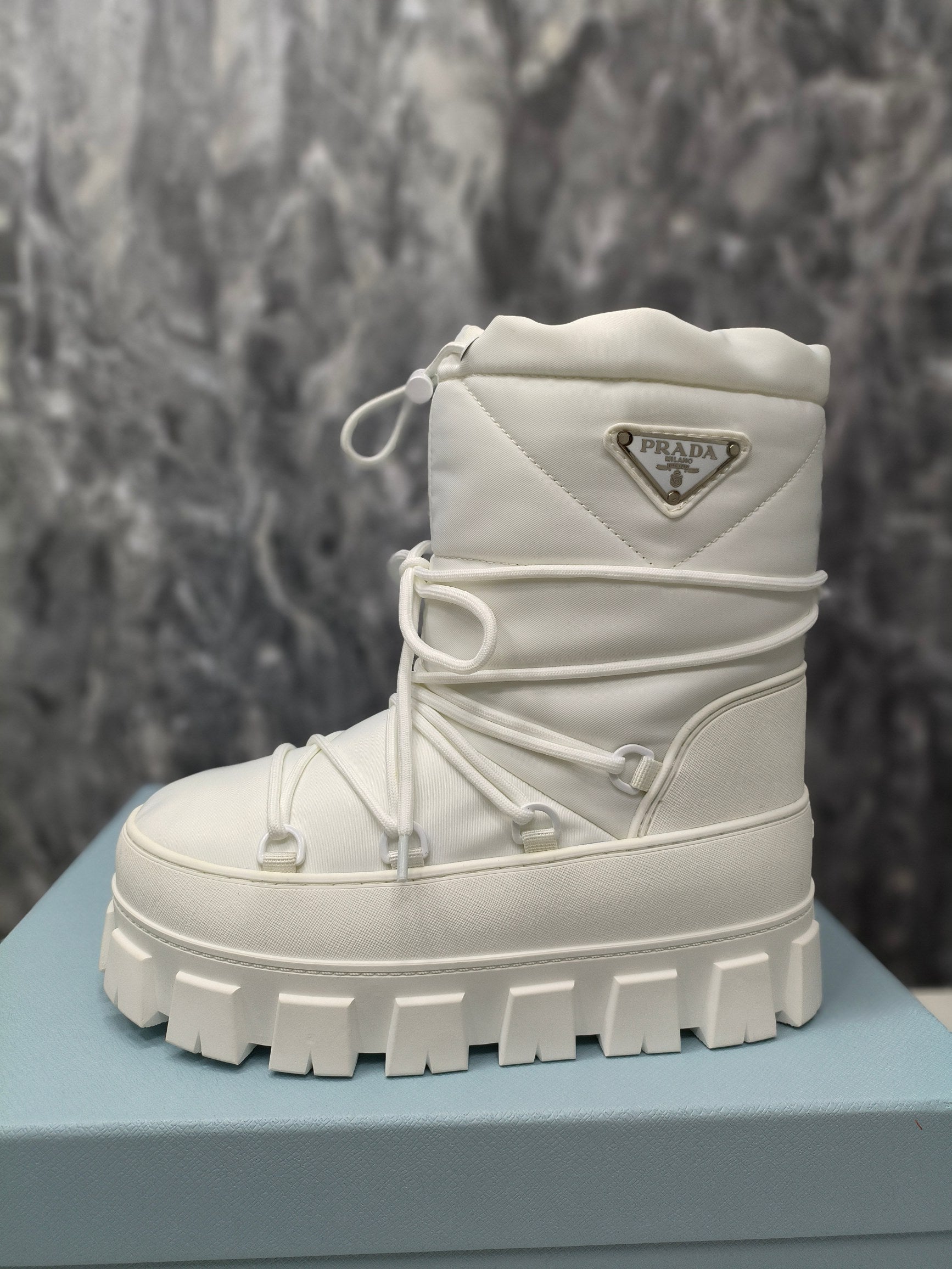 PRA RE-NYLON GABARDINE APRÈS SKI BOOTIES WHITE