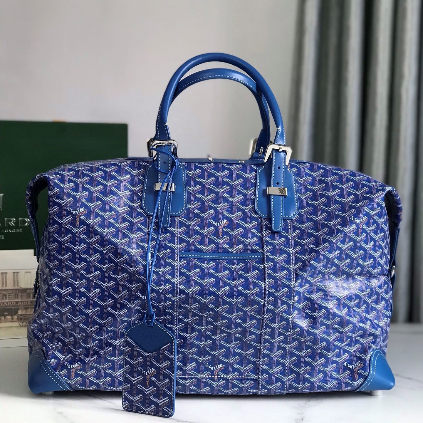 Goyard Boeing Travel Bag 45cm Blue Canvas & Calfskin