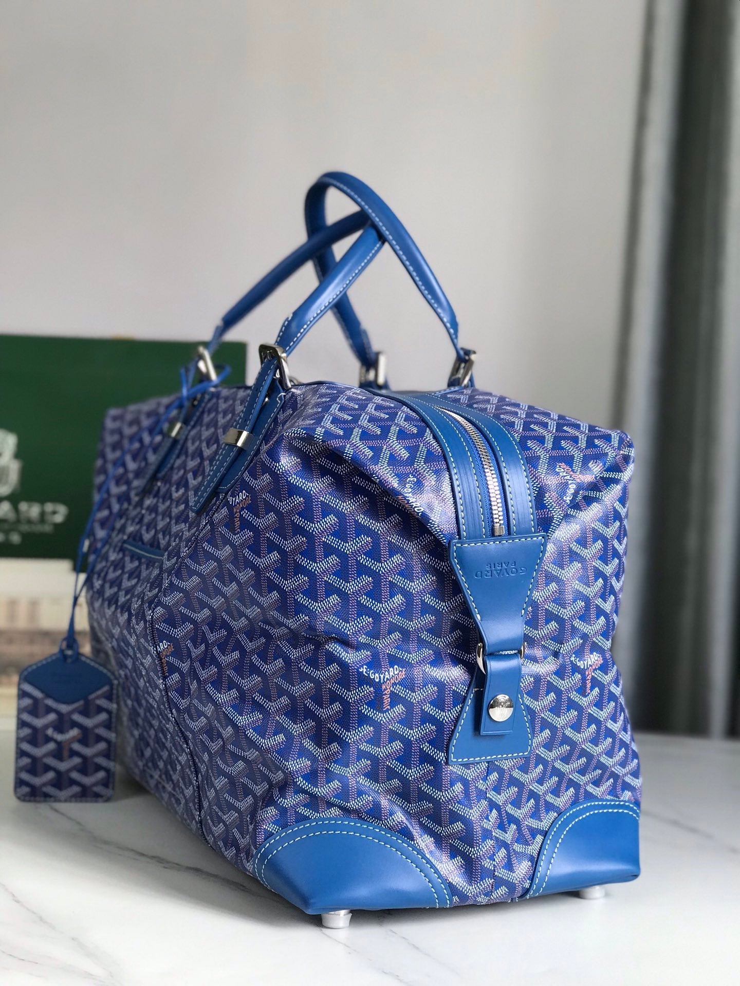 Goyard Boeing Travel Bag 45cm Blue Canvas & Calfskin
