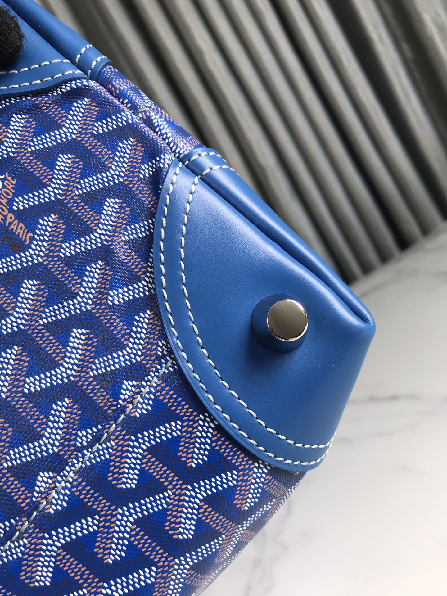 Goyard Boeing Travel Bag 45cm Blue Canvas & Calfskin