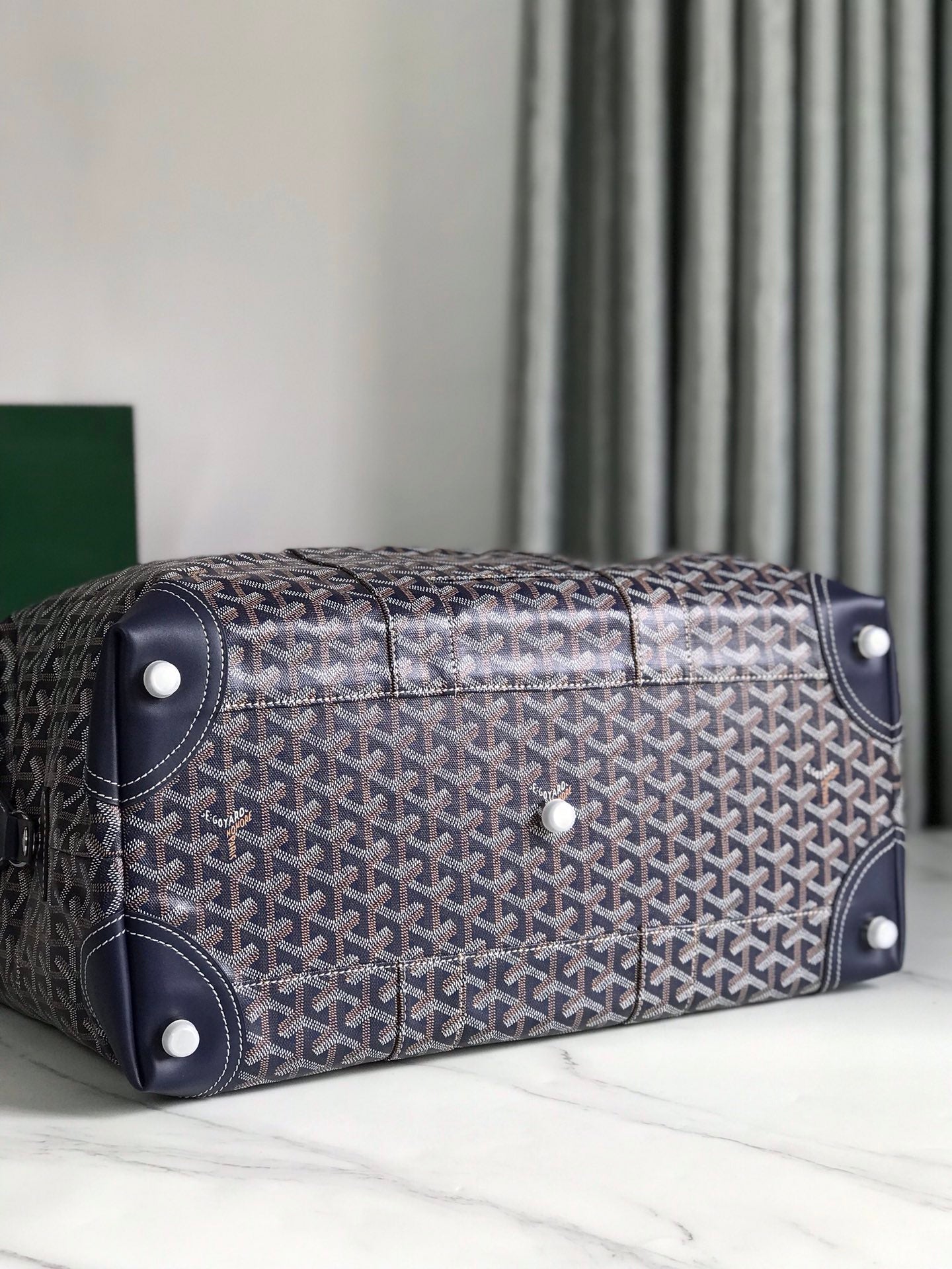 Goyard Boeing Travel Bag 45cm Navy Blue Canvas & Calfskin
