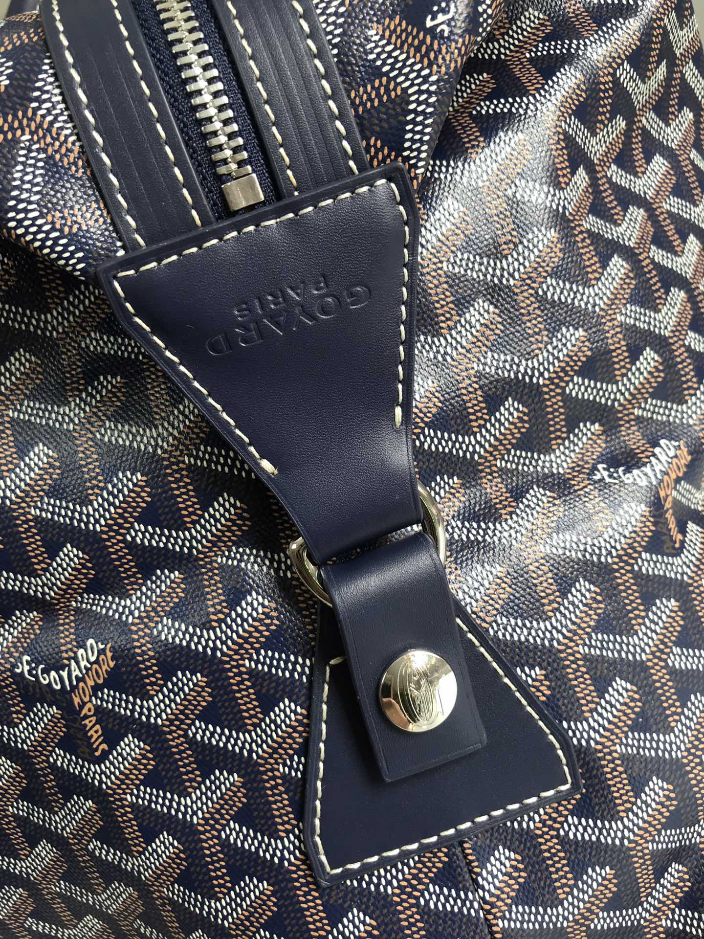 Goyard Boeing Travel Bag 45cm Navy Blue Canvas & Calfskin