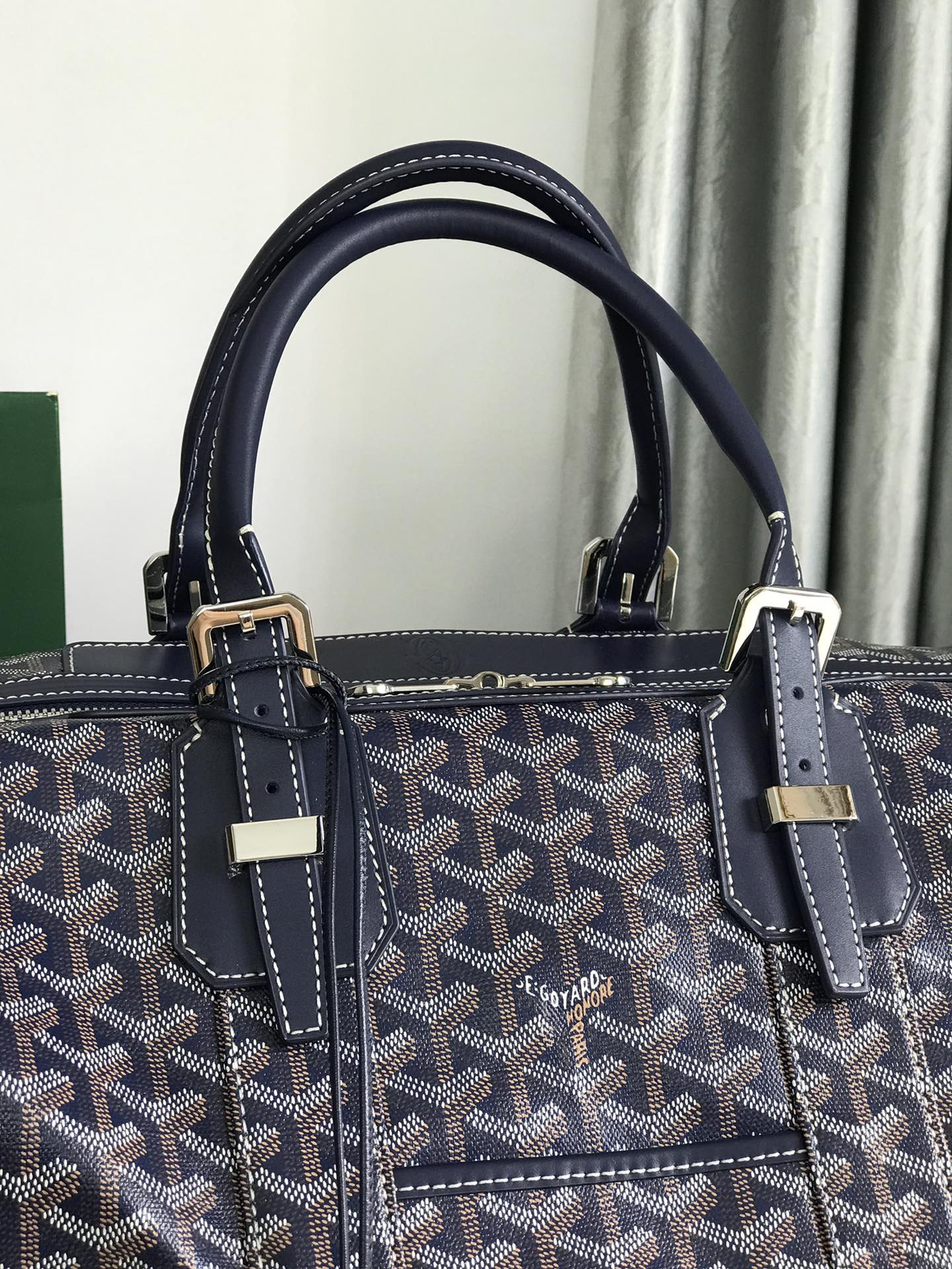 Goyard Boeing Travel Bag 45cm Navy Blue Canvas & Calfskin