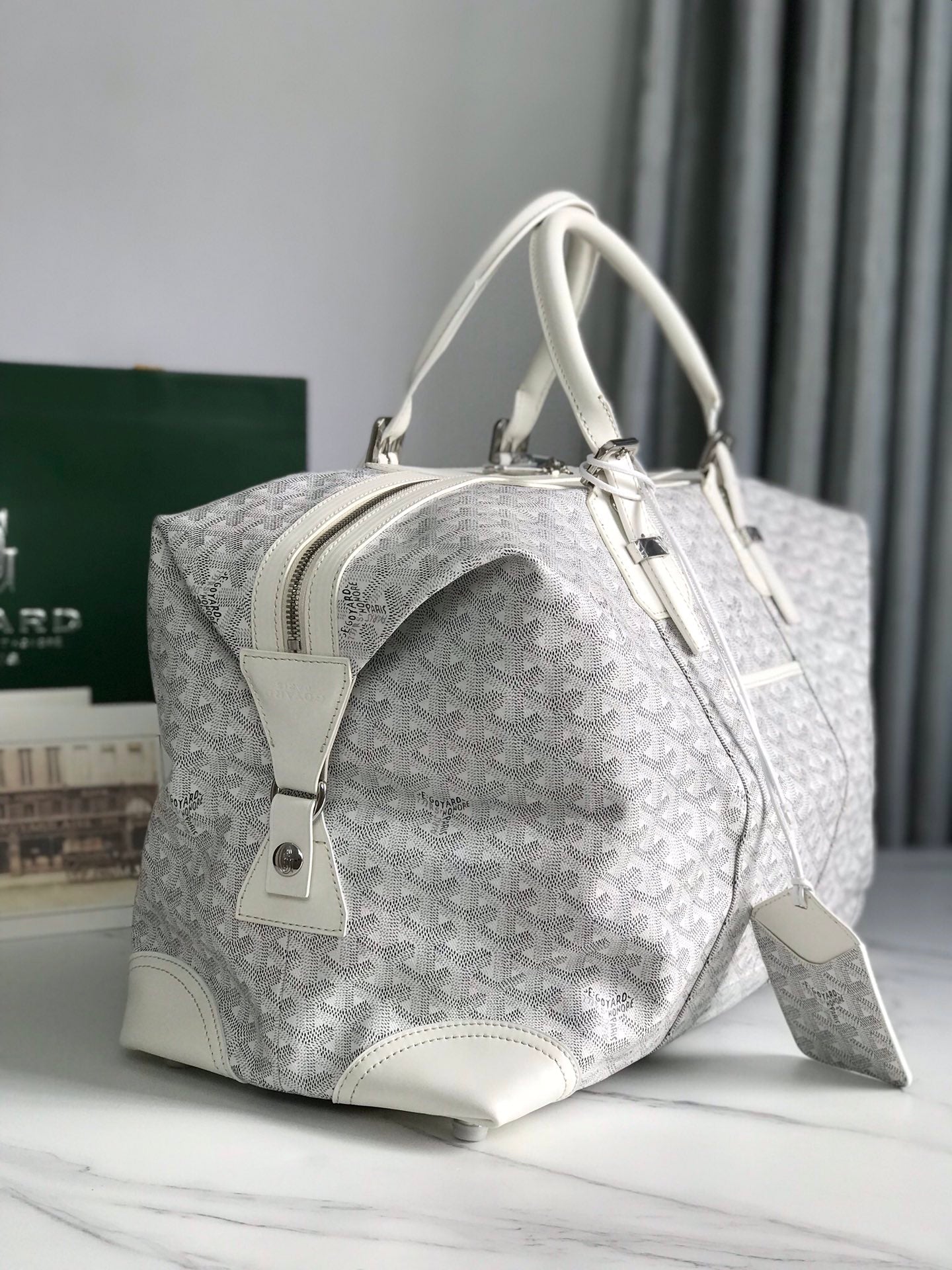 Goyard Boeing Travel Bag 45cm White Canvas & Calfskin