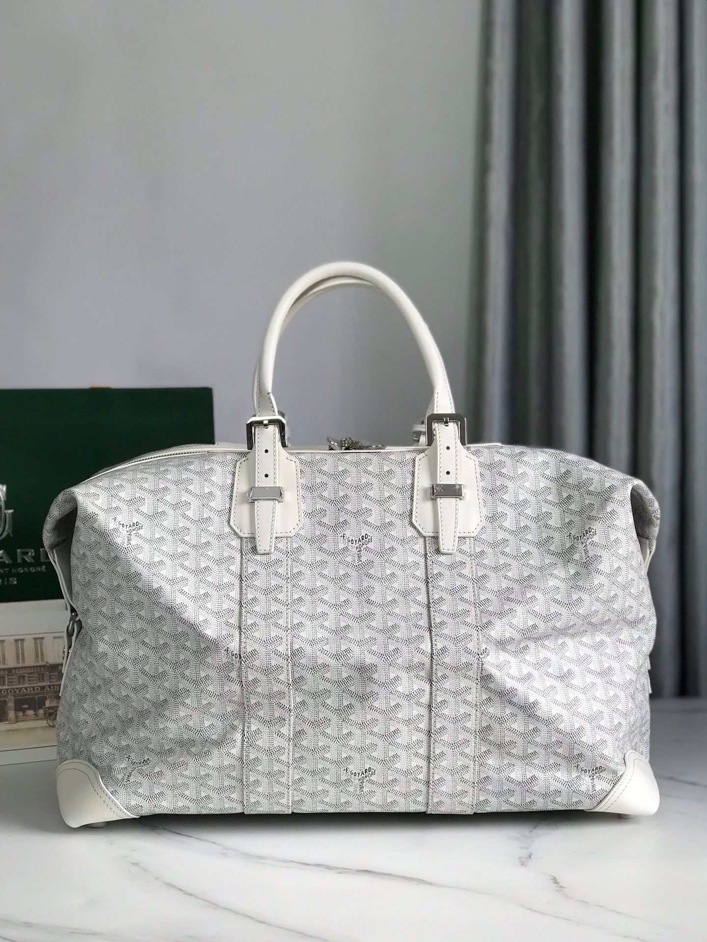 Goyard Boeing Travel Bag 45cm White Canvas & Calfskin