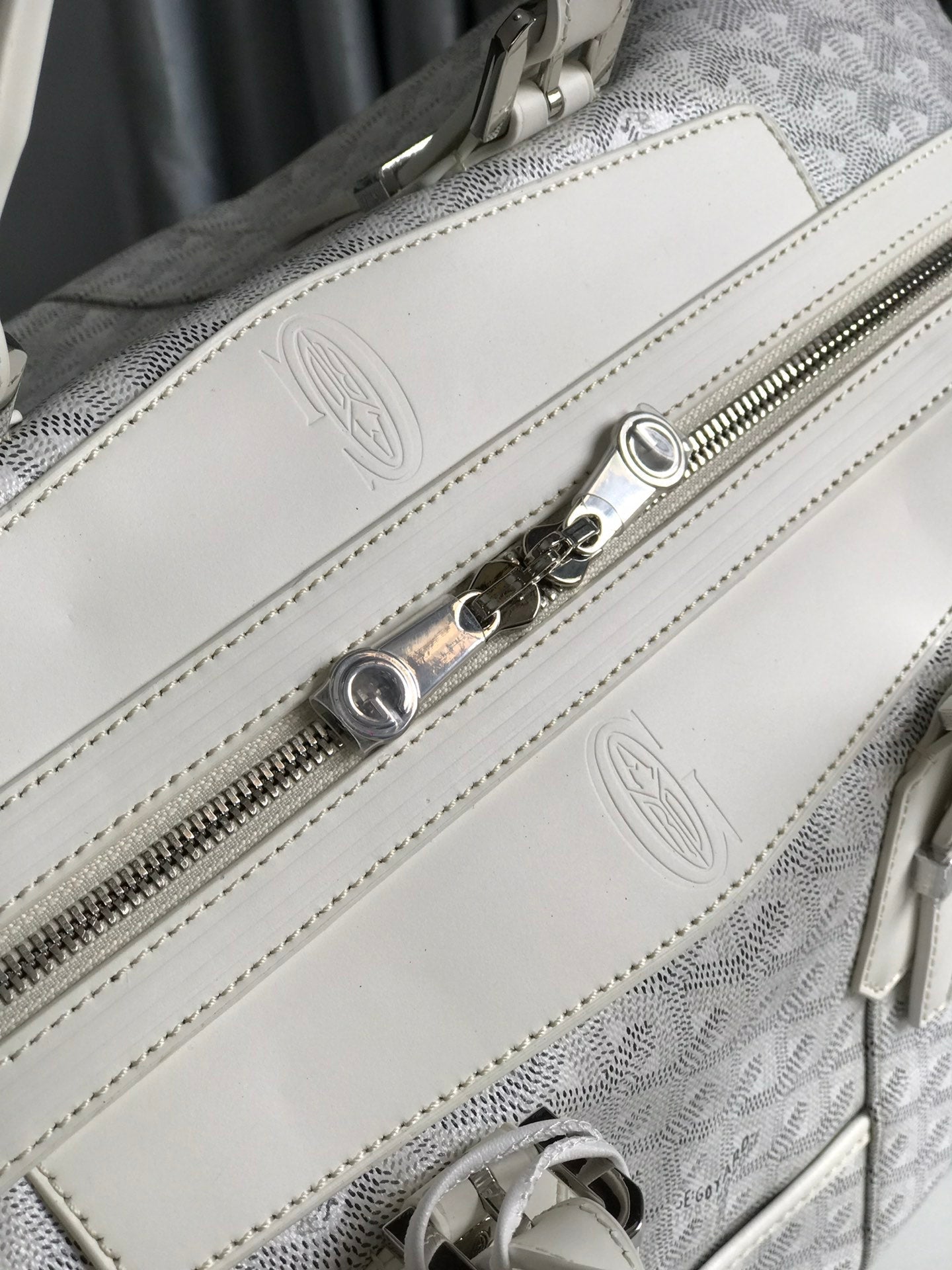 Goyard Boeing Travel Bag 45cm White Canvas & Calfskin