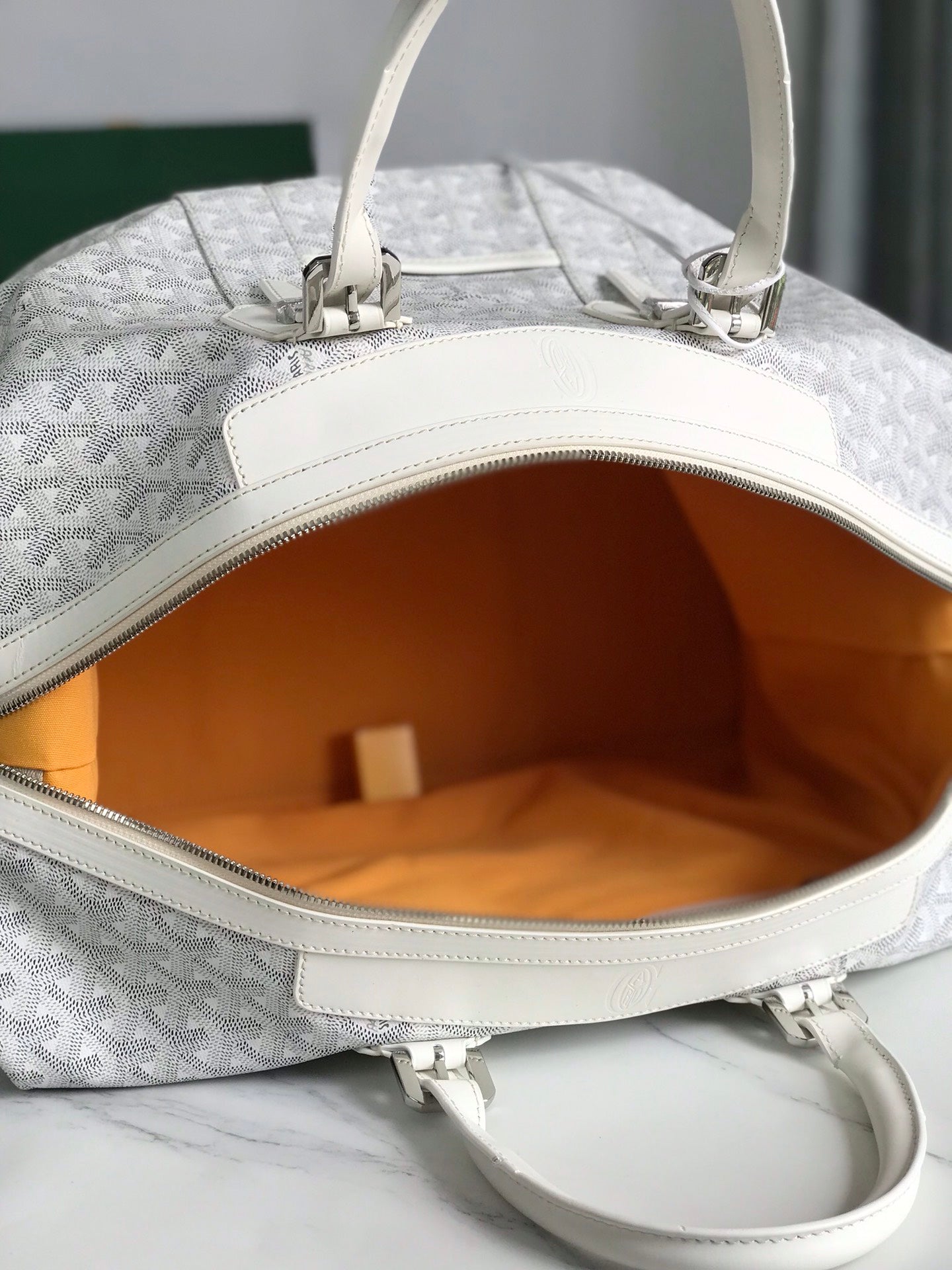 Goyard Boeing Travel Bag 45cm White Canvas & Calfskin