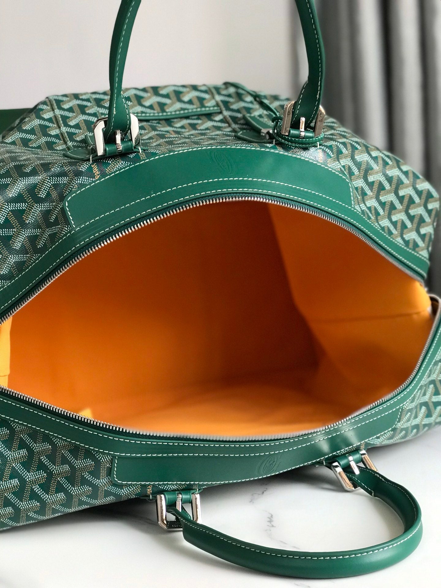 Goyard Boeing Travel Bag 45cm Green Canvas & Calfskin