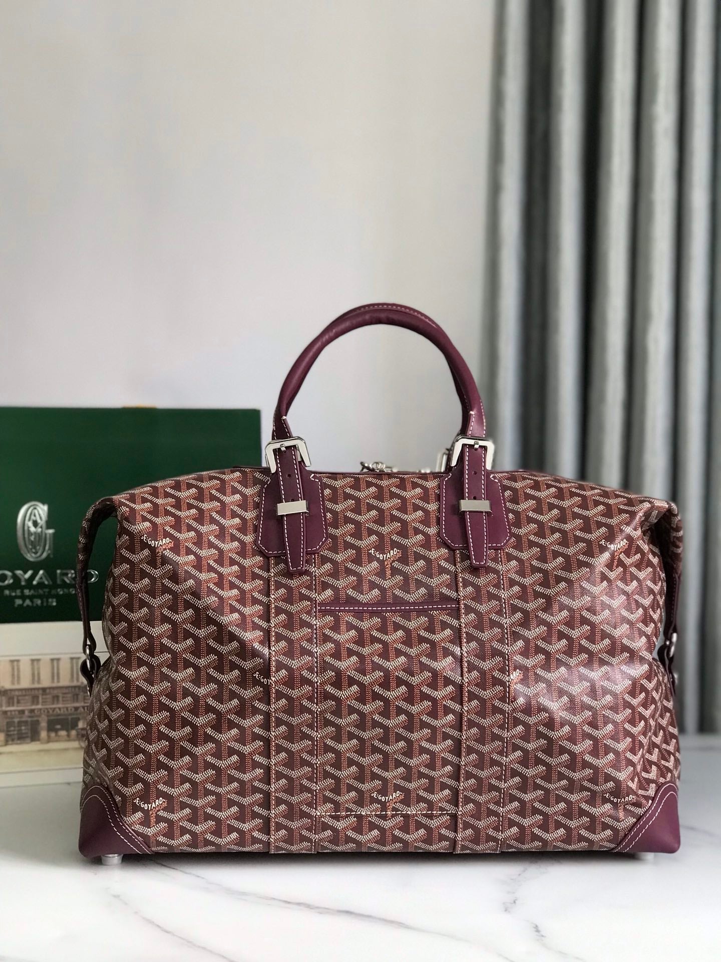Goyard Boeing Travel Bag 45cm Burgundy Canvas & Calfskin