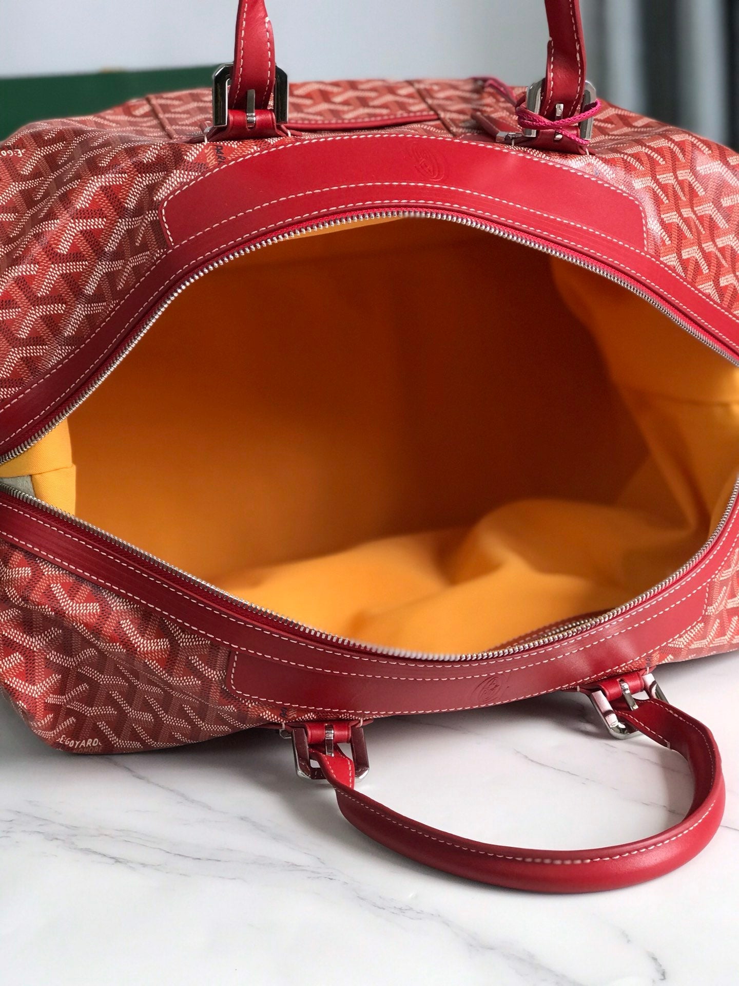Goyard Boeing Travel Bag 45cm Red Canvas & Calfskin