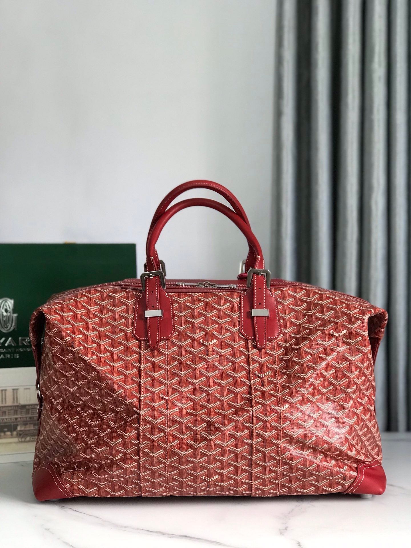 Goyard Boeing Travel Bag 45cm Red Canvas & Calfskin