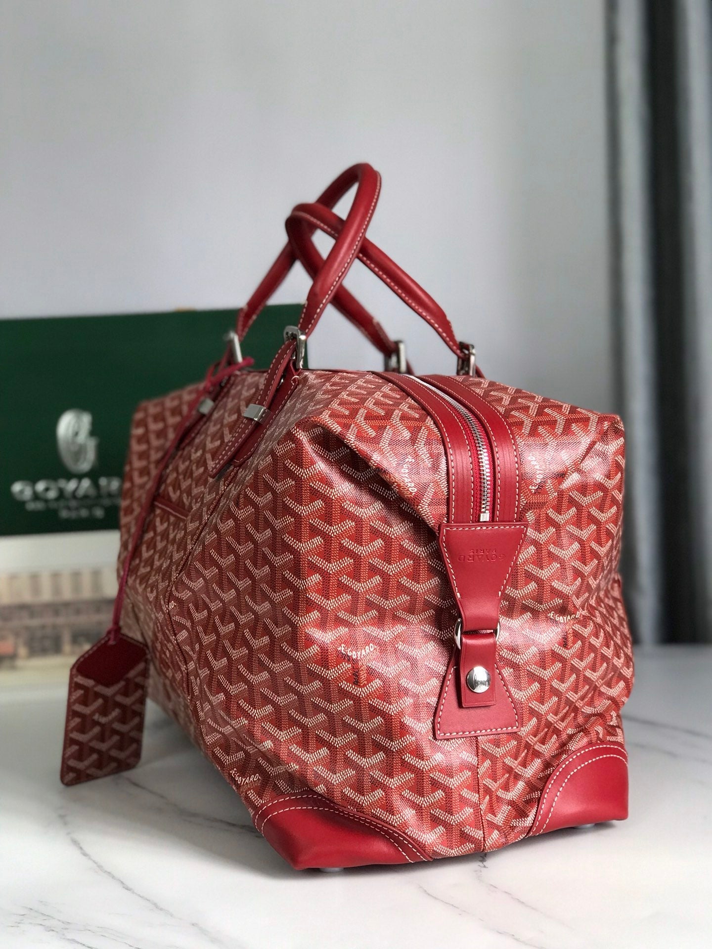 Goyard Boeing Travel Bag 45cm Red Canvas & Calfskin