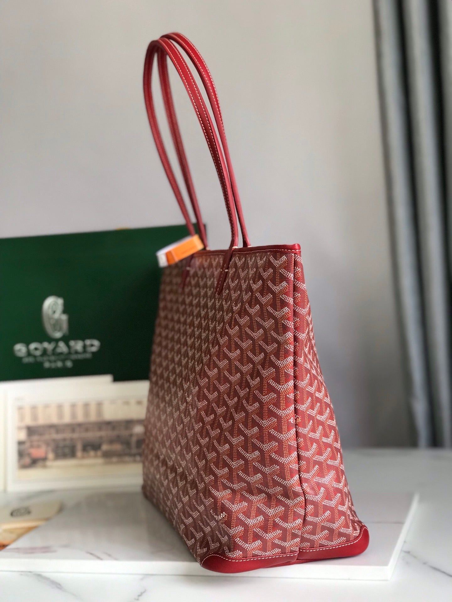 Goyard Artois PM Bag 35cm Red Canvas & Calfskin