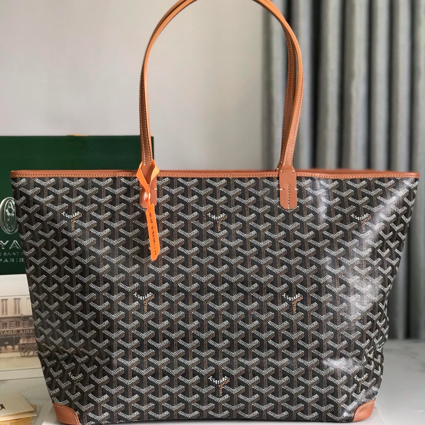 Goyard Artois PM Bag 35cm Black Tan Canvas & Calfskin