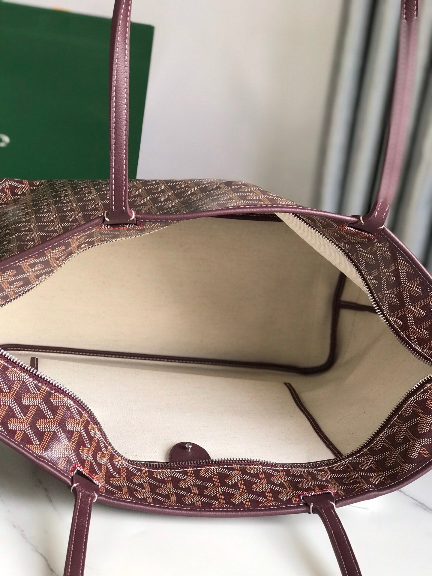 Goyard Artois PM Bag 35cm Burgundy Canvas & Calfskin