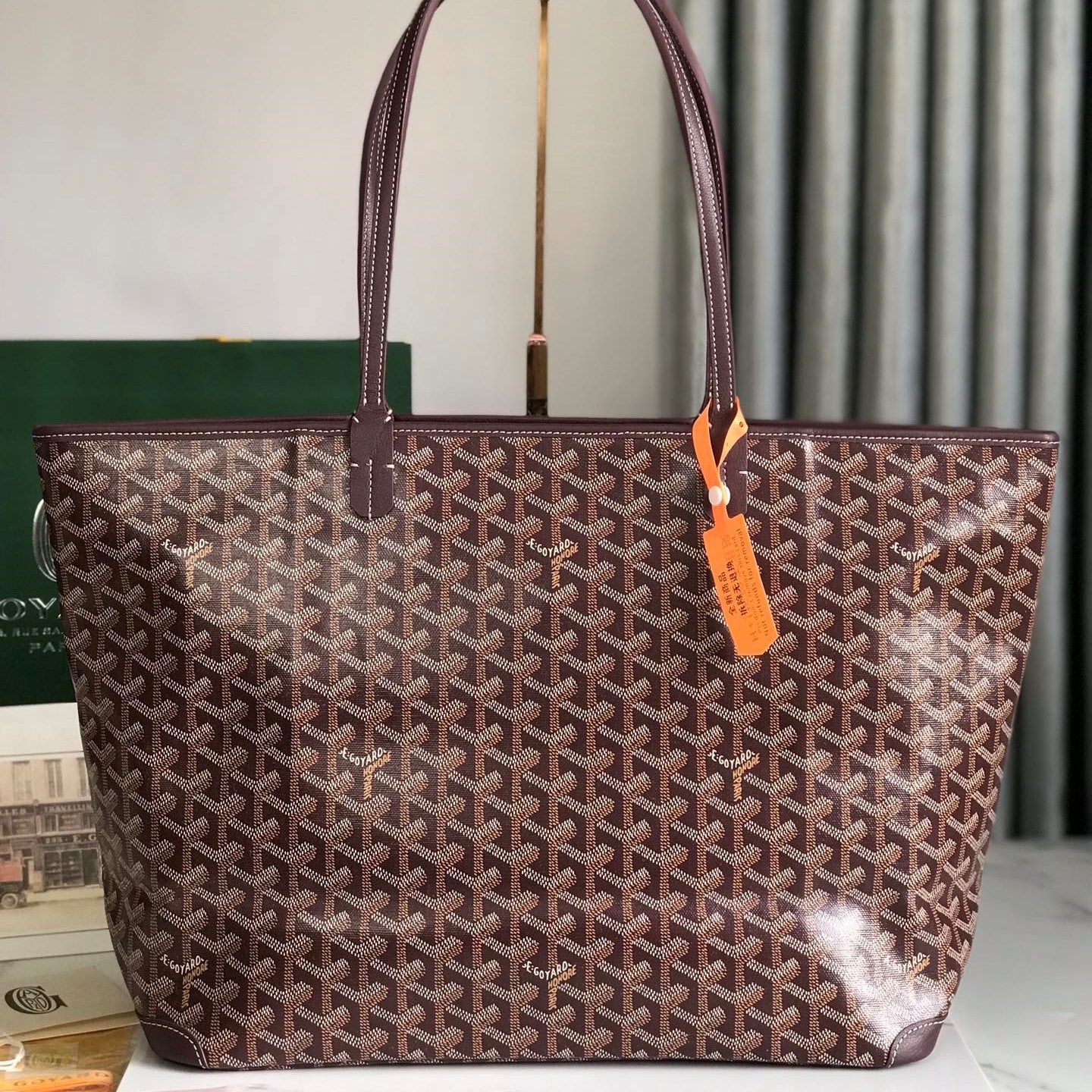 Goyard Artois PM Bag 35cm Burgundy Canvas & Calfskin