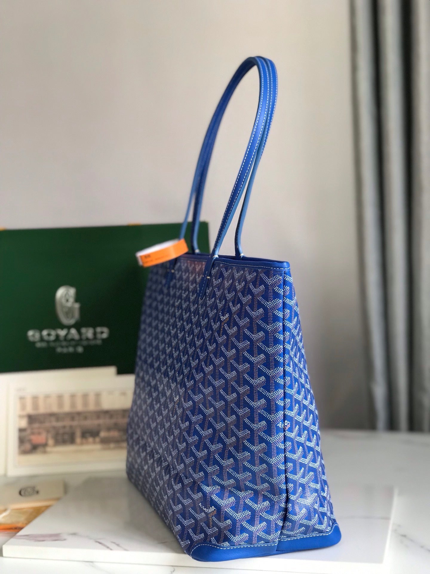 Goyard Artois PM Bag 35cm Blue Canvas & Calfskin