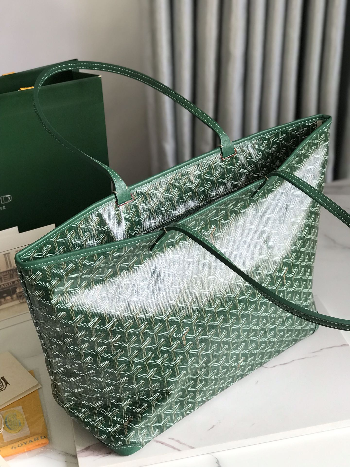 Goyard Artois PM Bag 35cm Green Canvas & Calfskin