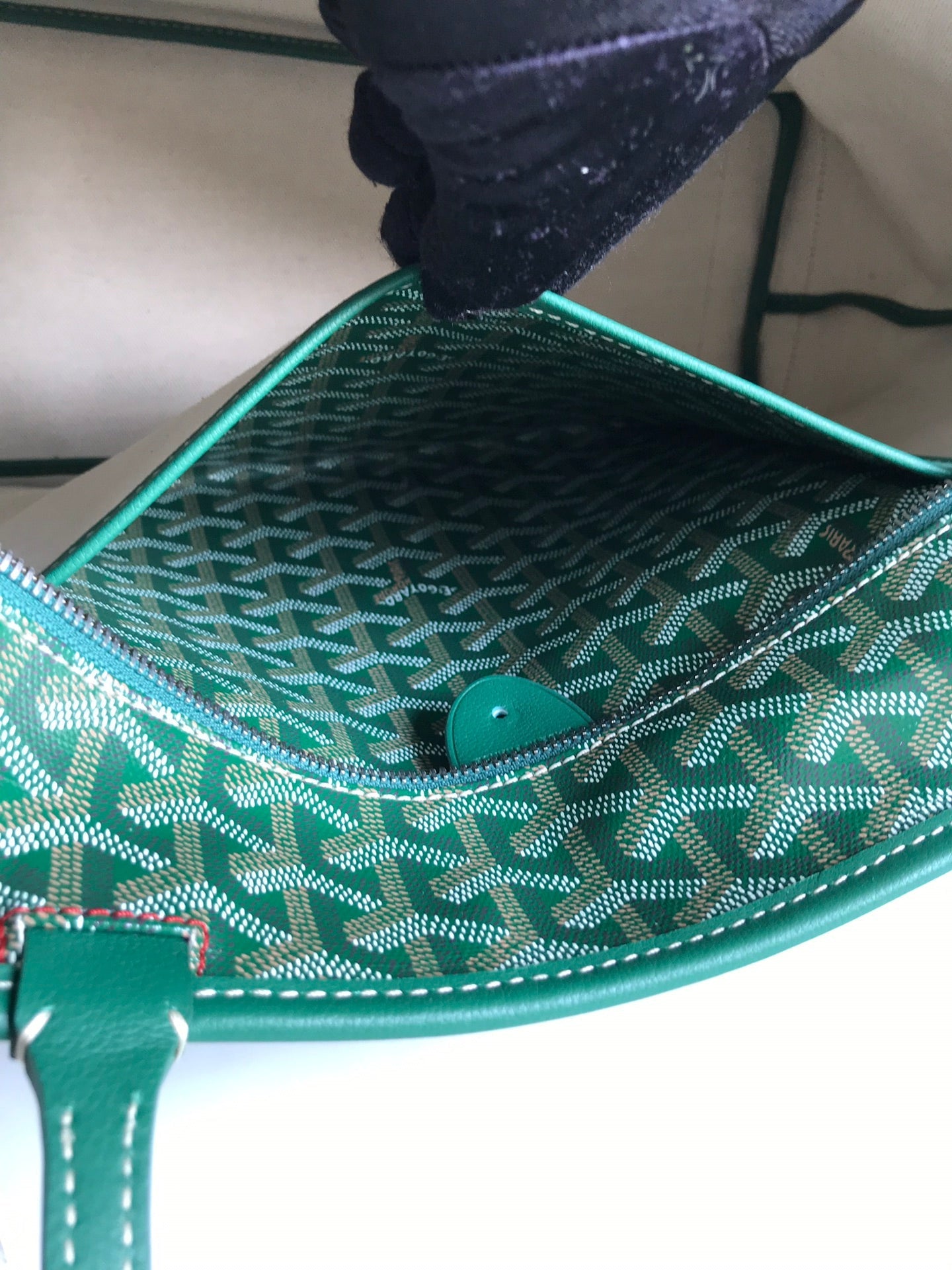 Goyard Artois PM Bag 35cm Green Canvas & Calfskin