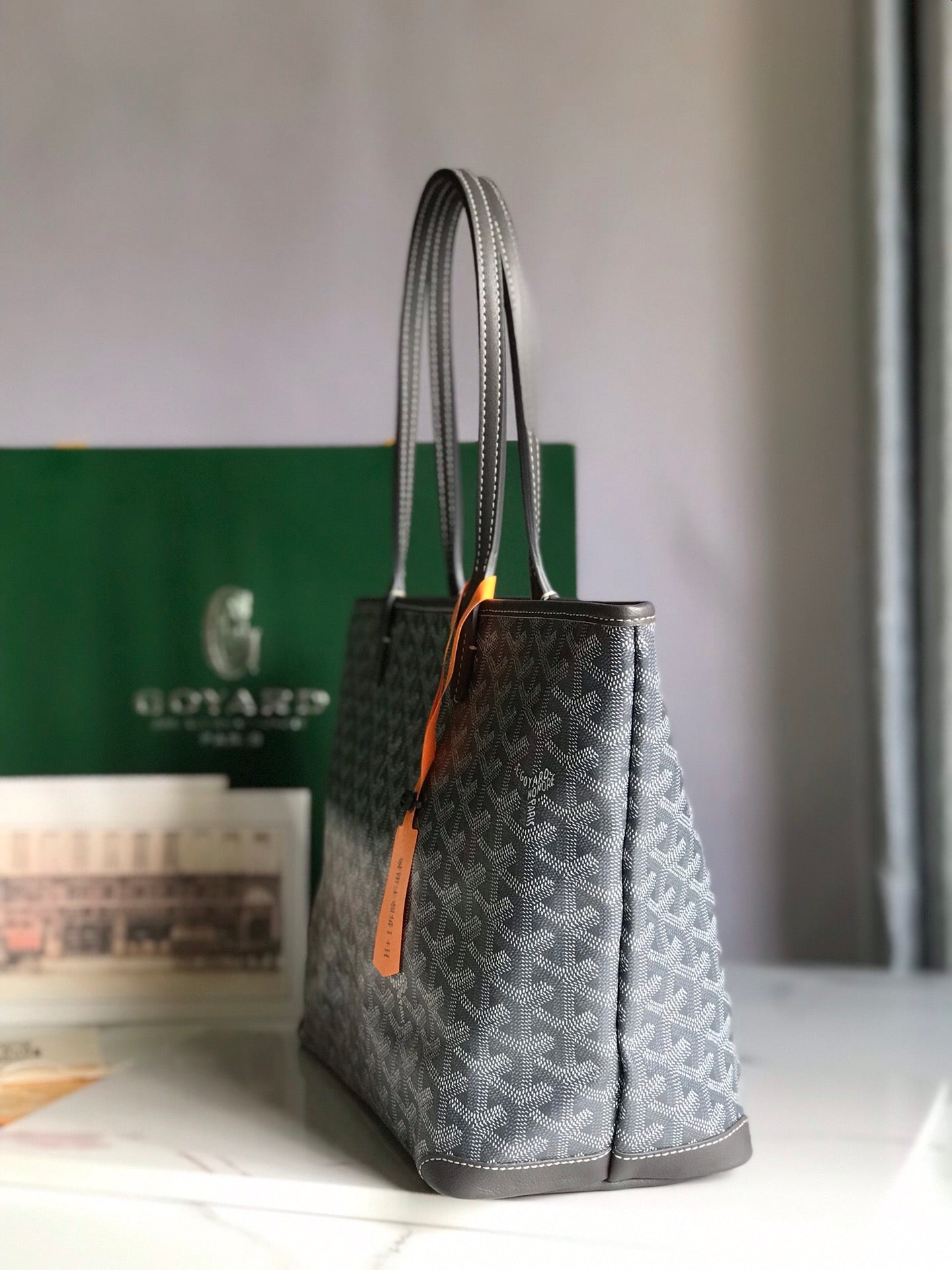 Goyard Artois Bag 30cm Grey Canvas & Calfskin